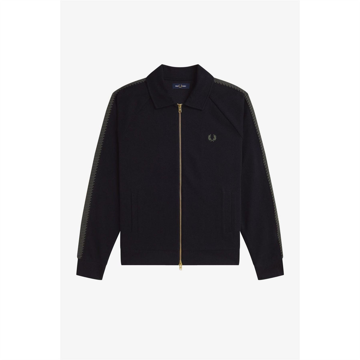 Fred Perry Side Tape Zip Through Ribbed Tracksuit Top