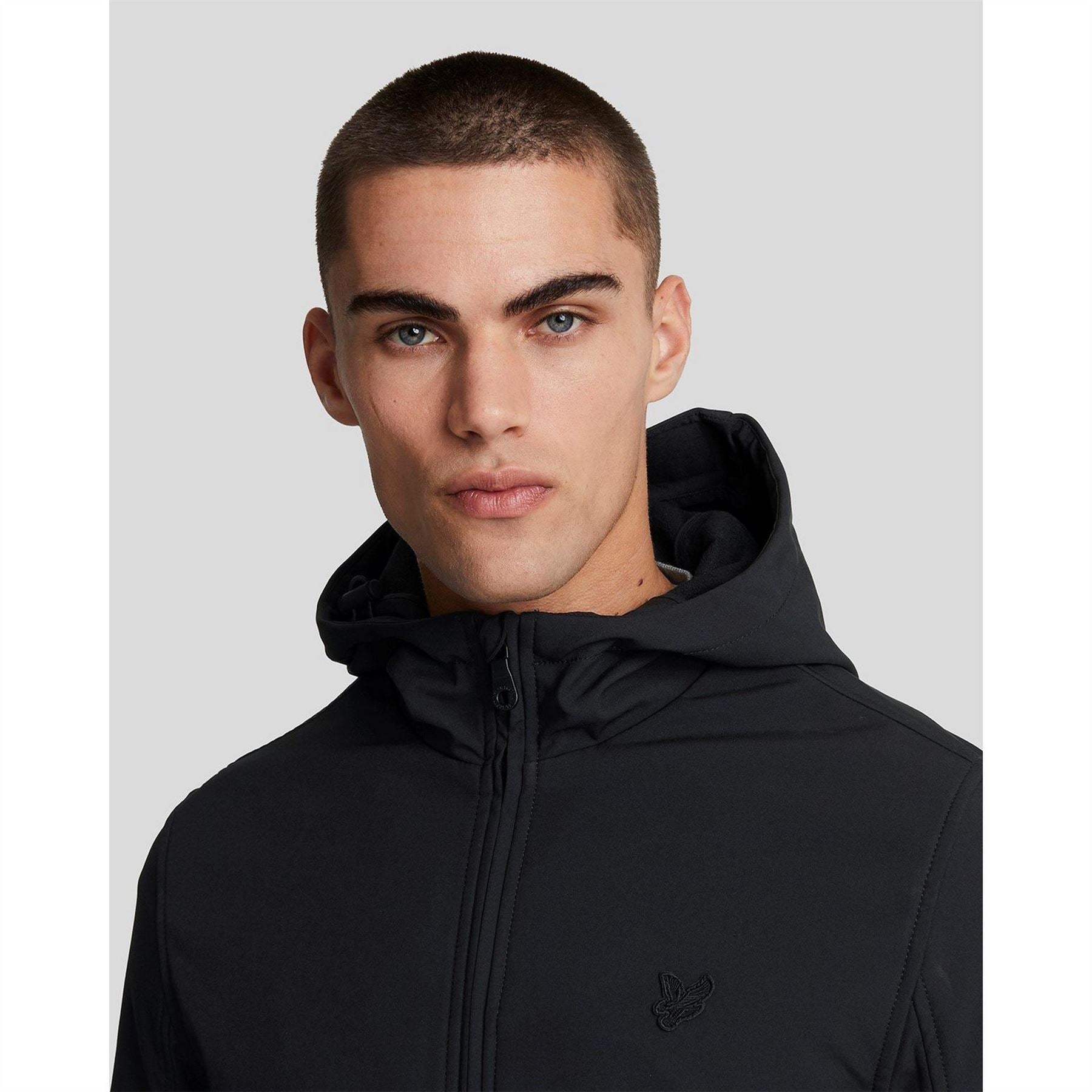 Lyle and Scott Solid Patterned Hooded Ribbed Cuff Softshell Jacket