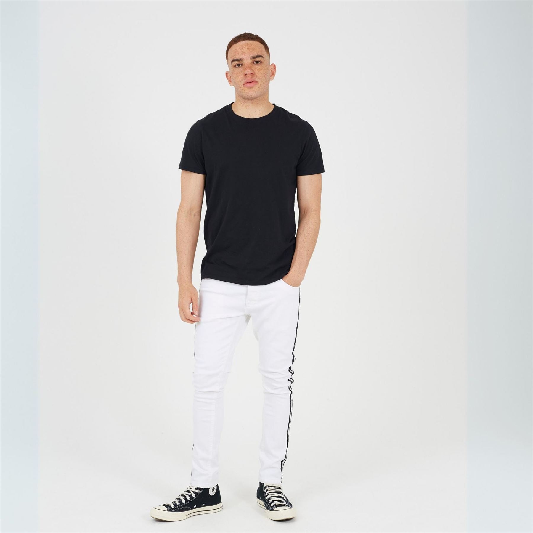 Brave Soul Fit Jeans With Contrast Side Seam Tape Detail