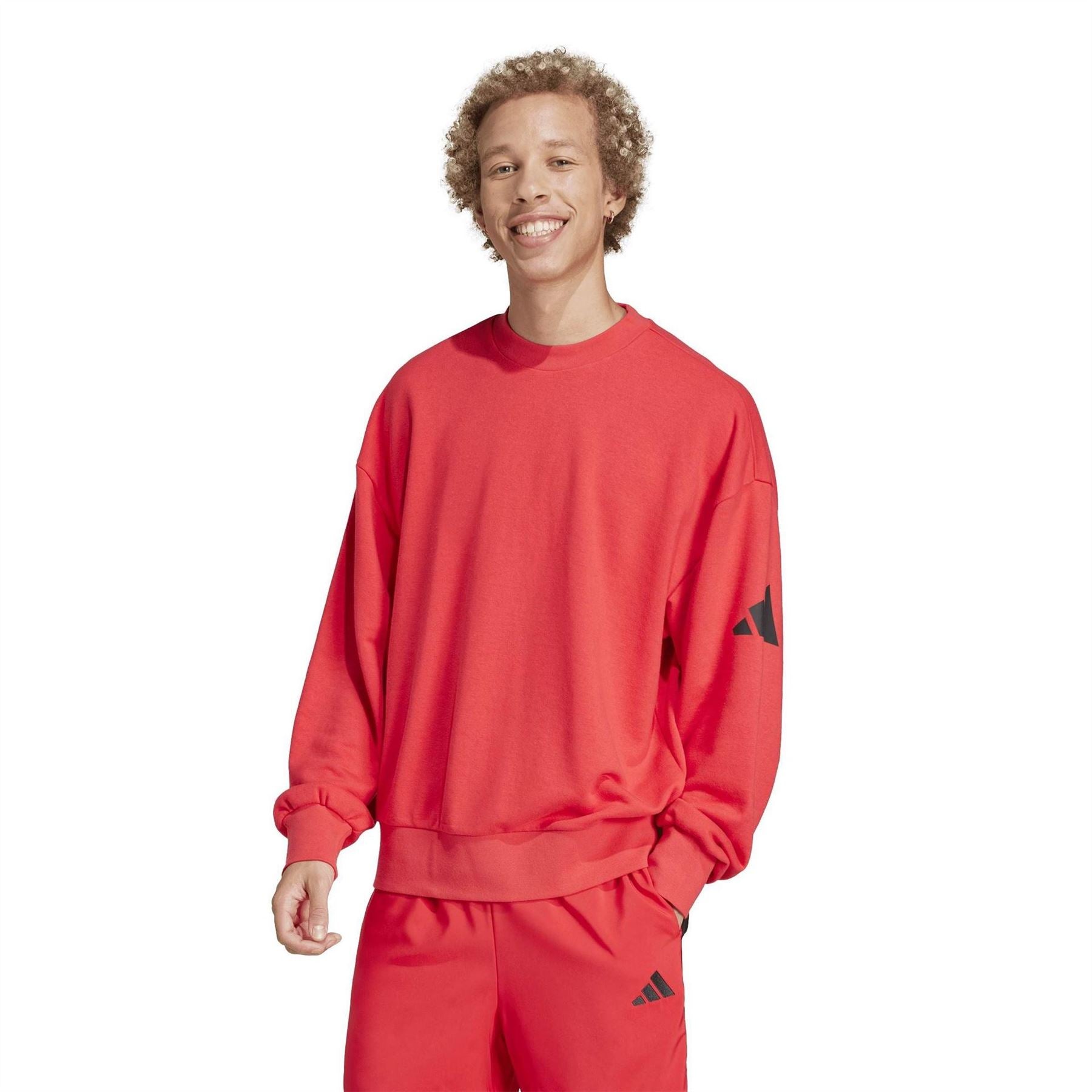 adidas Crew Neck Drop Shoulder Long Sleeve Relaxed Fit Sweatshirt