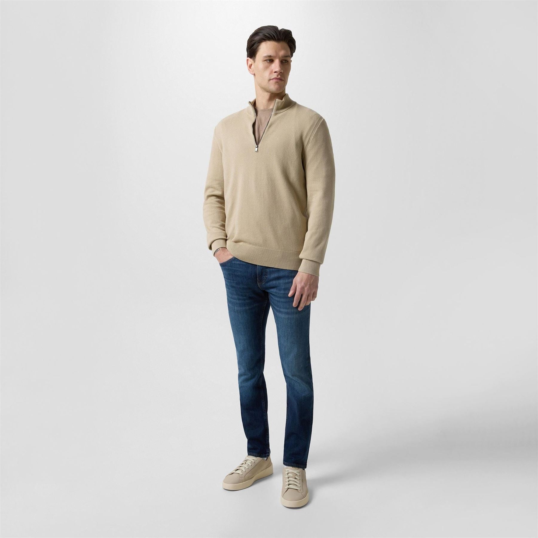 Boss Hbb Ebrando Black Zipped Crew Neck Jumper
