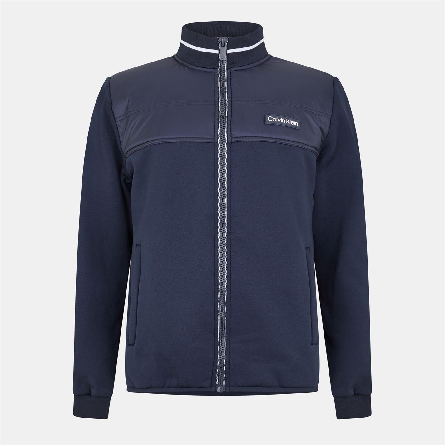 Calvin Klein Golf Solid Patterned Full Zipper Ribbed Cuff Track Jacket