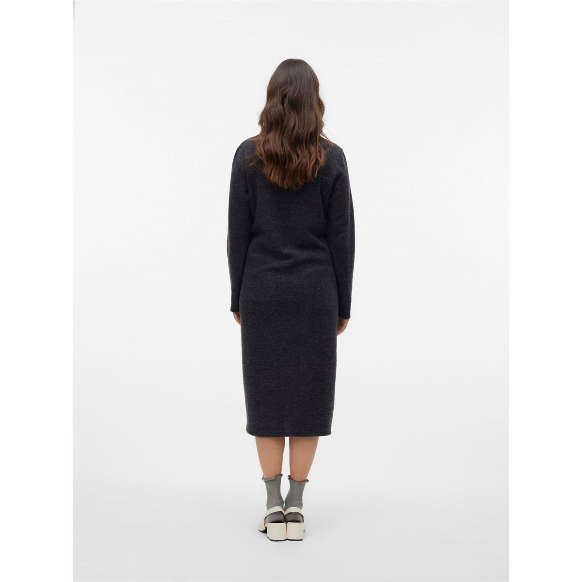 Mamalicious Vmmebba Collared Neck Long Sleeve Midi Dress
