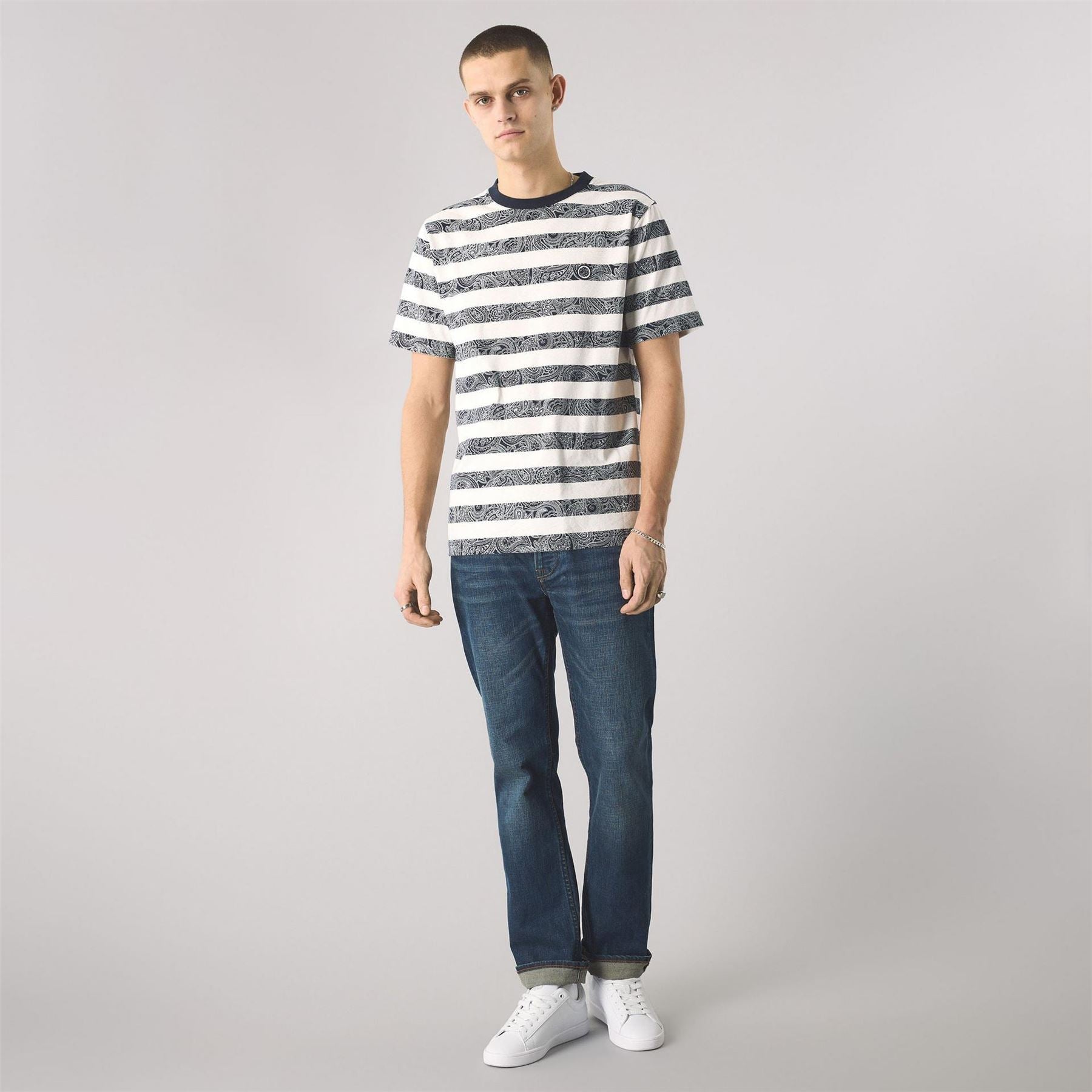 Pretty Green Regular Fit Stripe Crew Neck T-Shirt