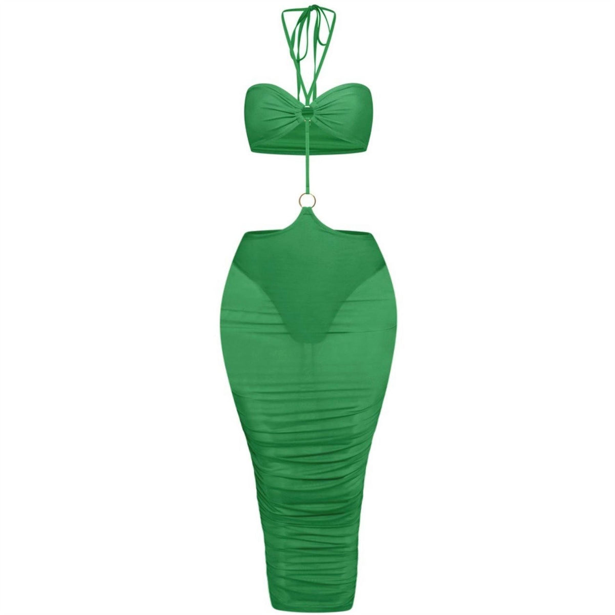 Honeyz Mesh Halter Neck Midi Bodycon Dress