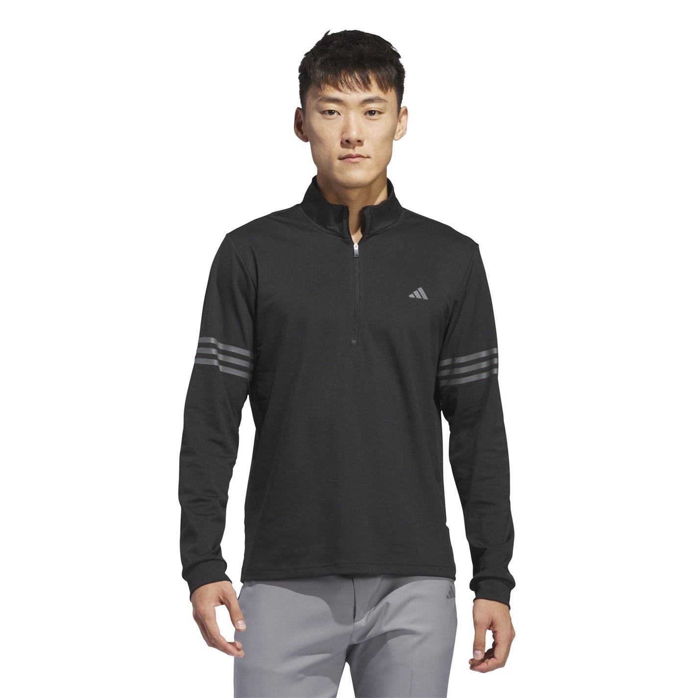 adidas Mens 3 Stripe Zip Top