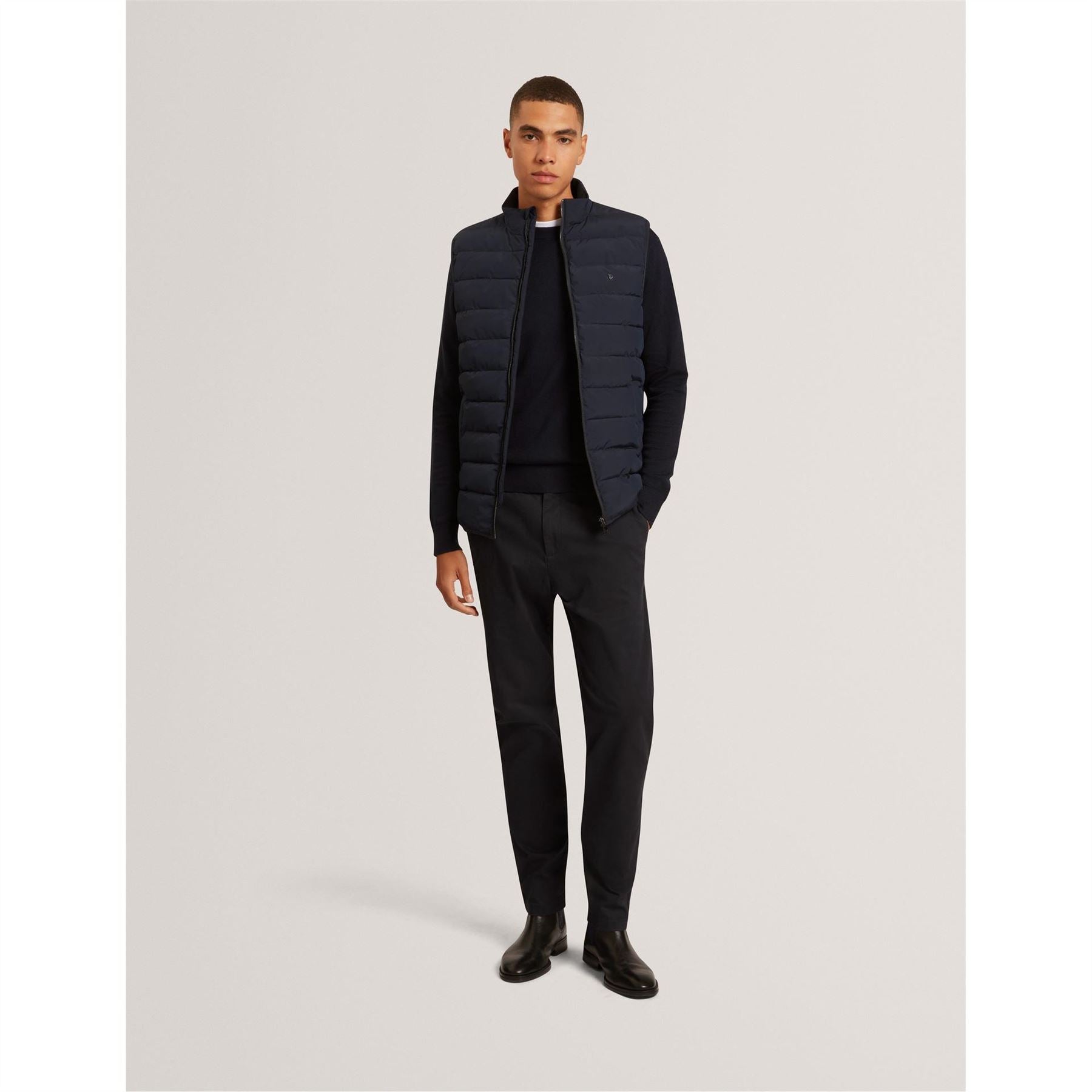 Ted Baker Quilted Horizontal Stripe Puffer Coat