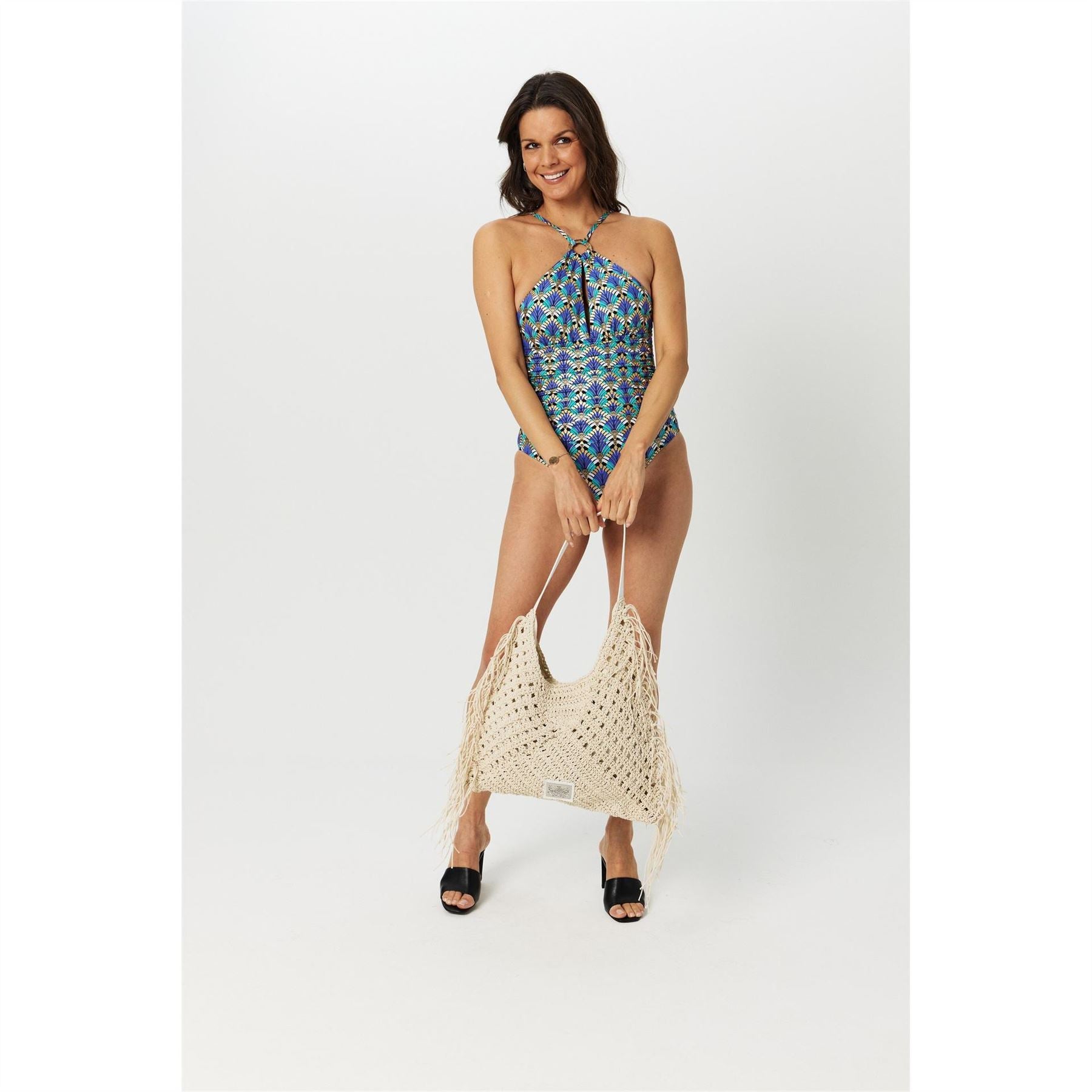 Biba Highneck Geometric Patterned Swimsuit