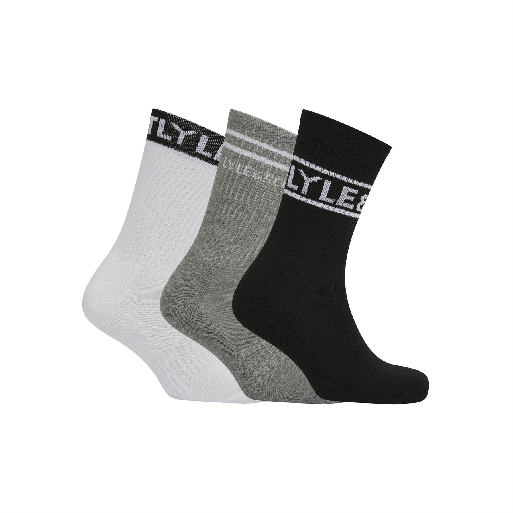 Lyle and Scott 3 Pack Lettering Crew Socks