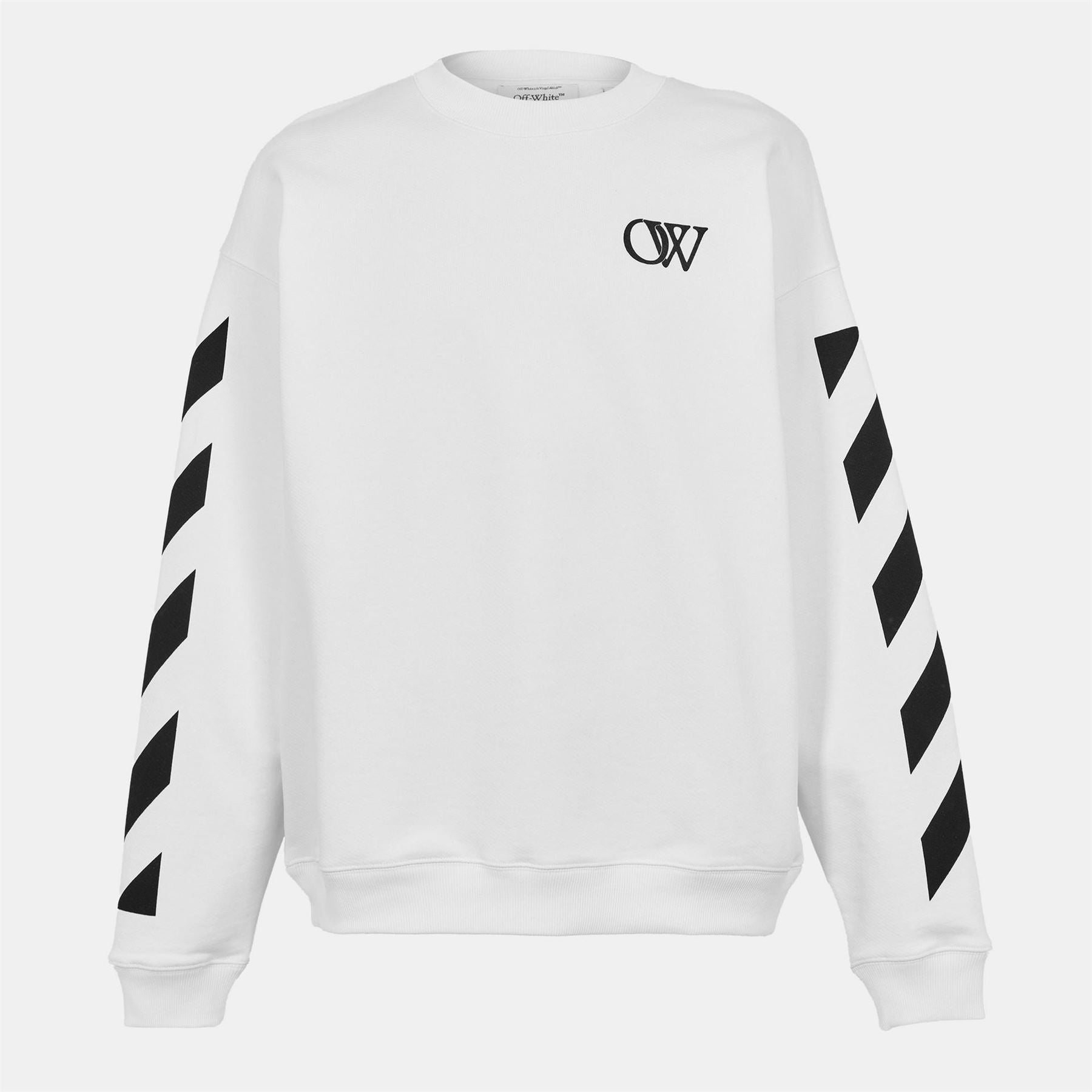 Off White Crew Neck Drop Shoulder Long Sleeve Sweatshirt