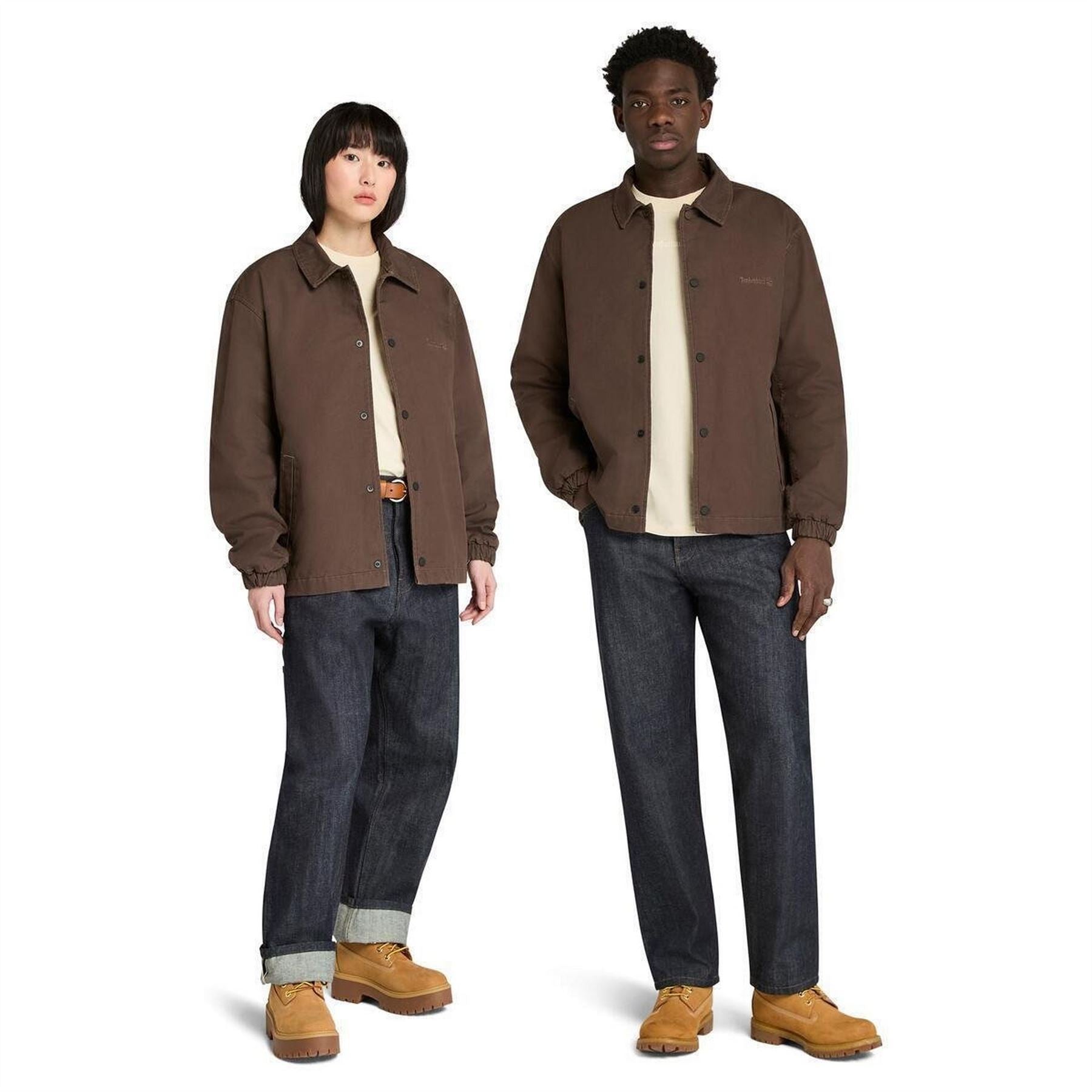 Timberland Coach Solid Patterned Snap Button Slant Pocket Overshirt