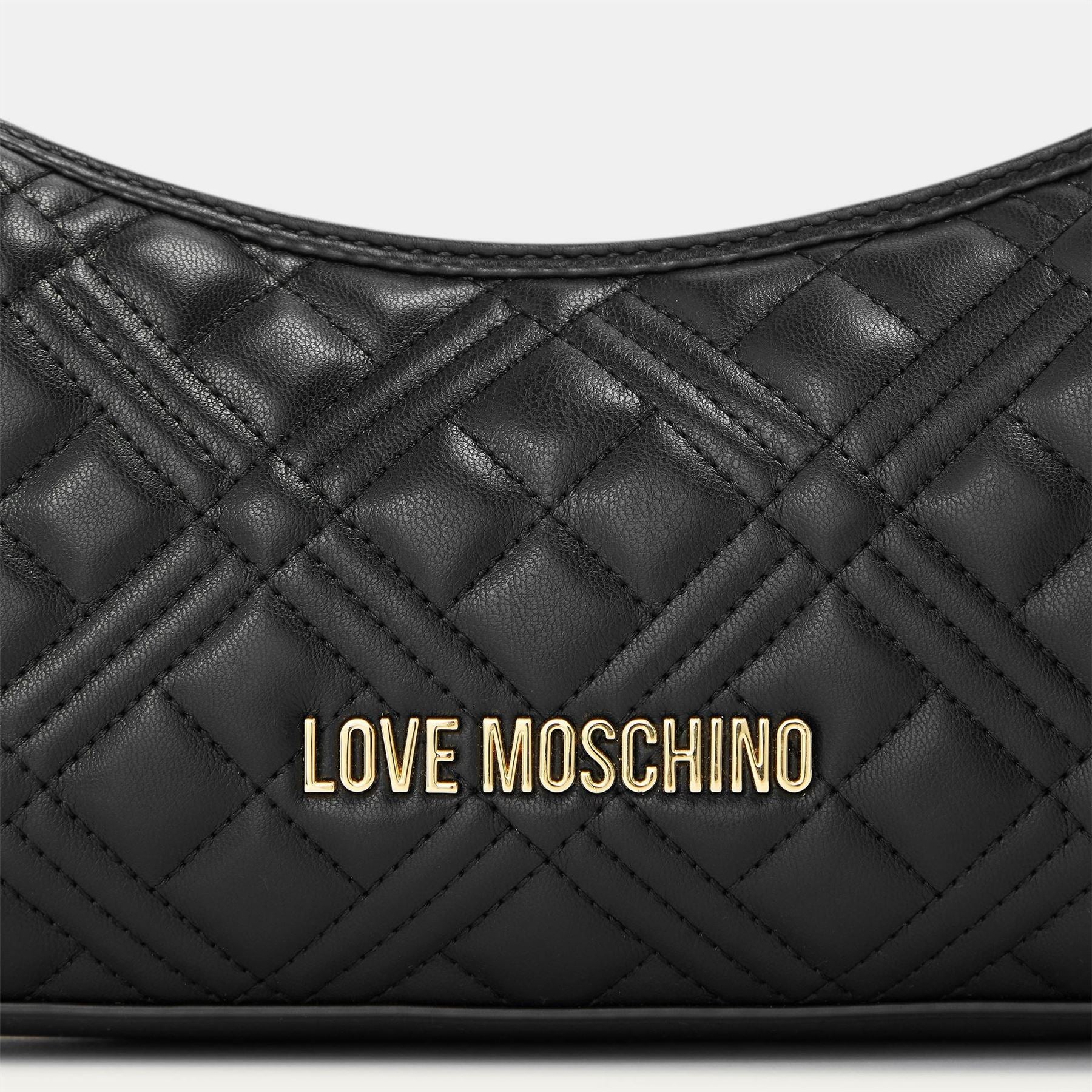 Love Moschino Superq Shoulder Geometric Patterned Crescent Baguette Bag