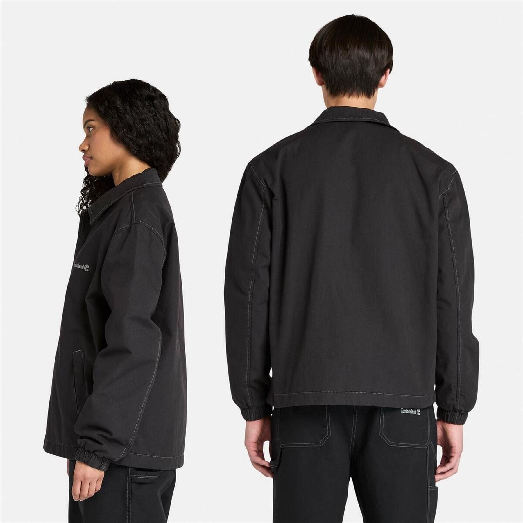 Timberland Coach Solid Patterned Snap Button Slant Pocket Overshirt