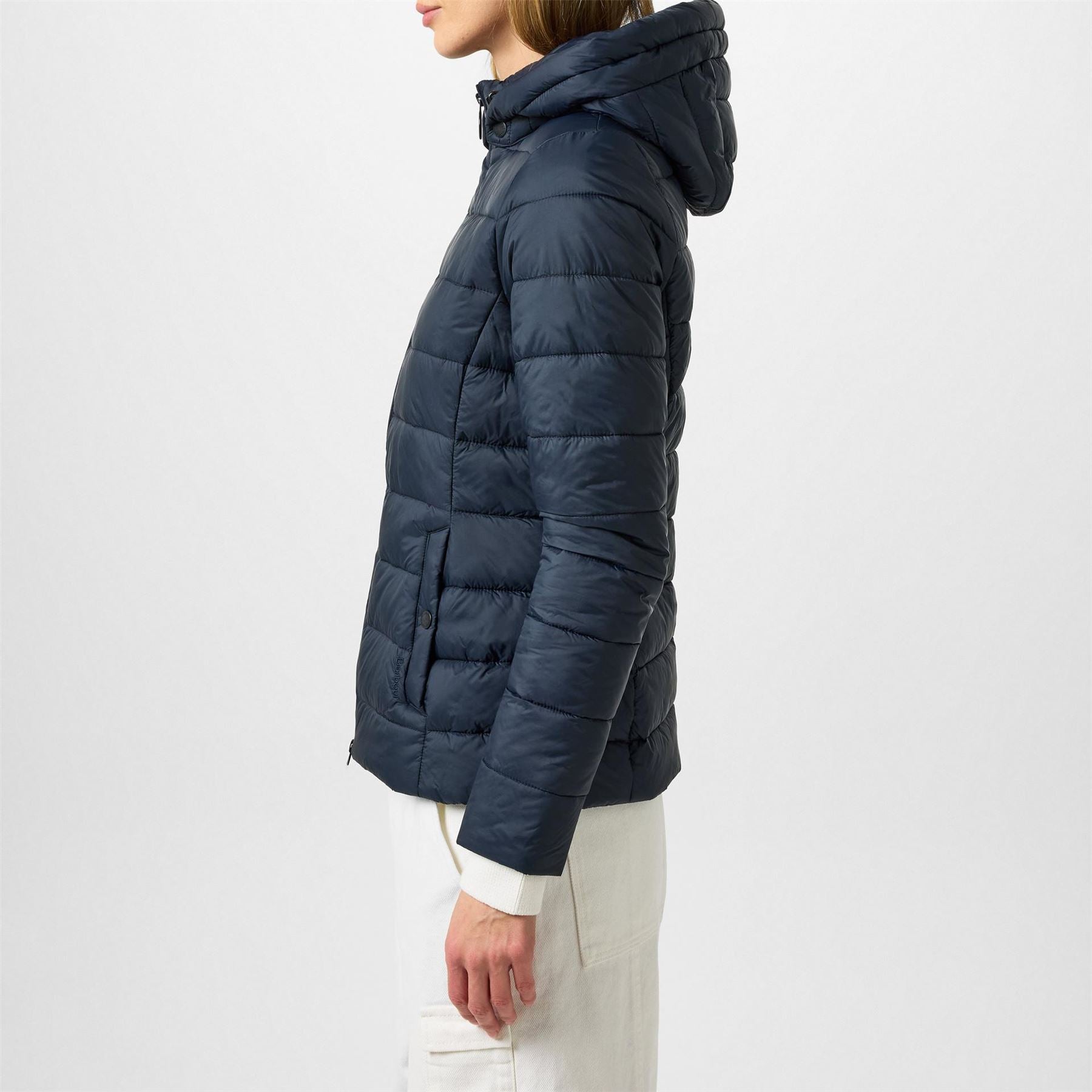Barbour Shaw Quilted Detachable Hood Long Sleeve Short Puffer Jacket