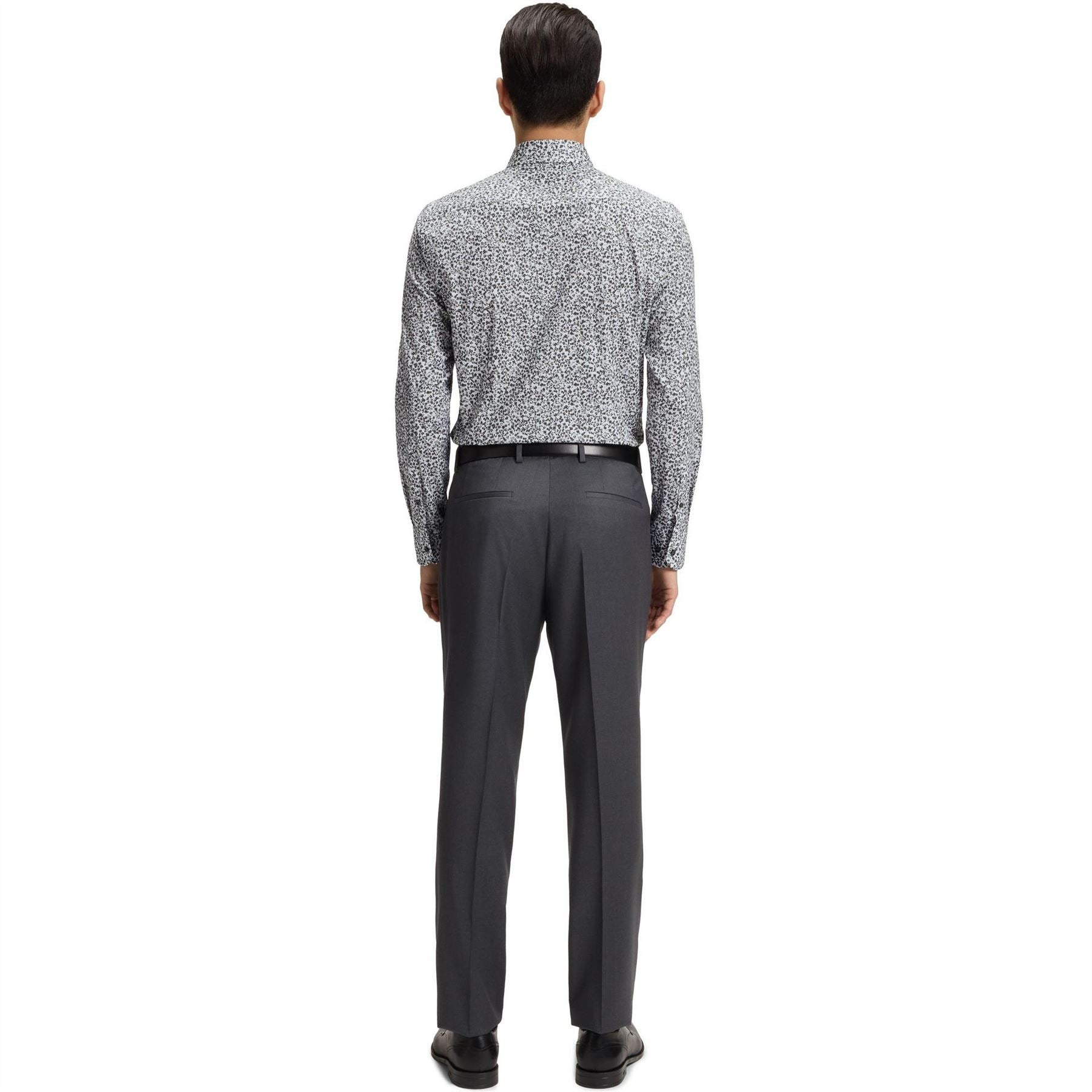 Boss Floral Print Stretch Cotton Long Sleeve Slim Fit Shirt