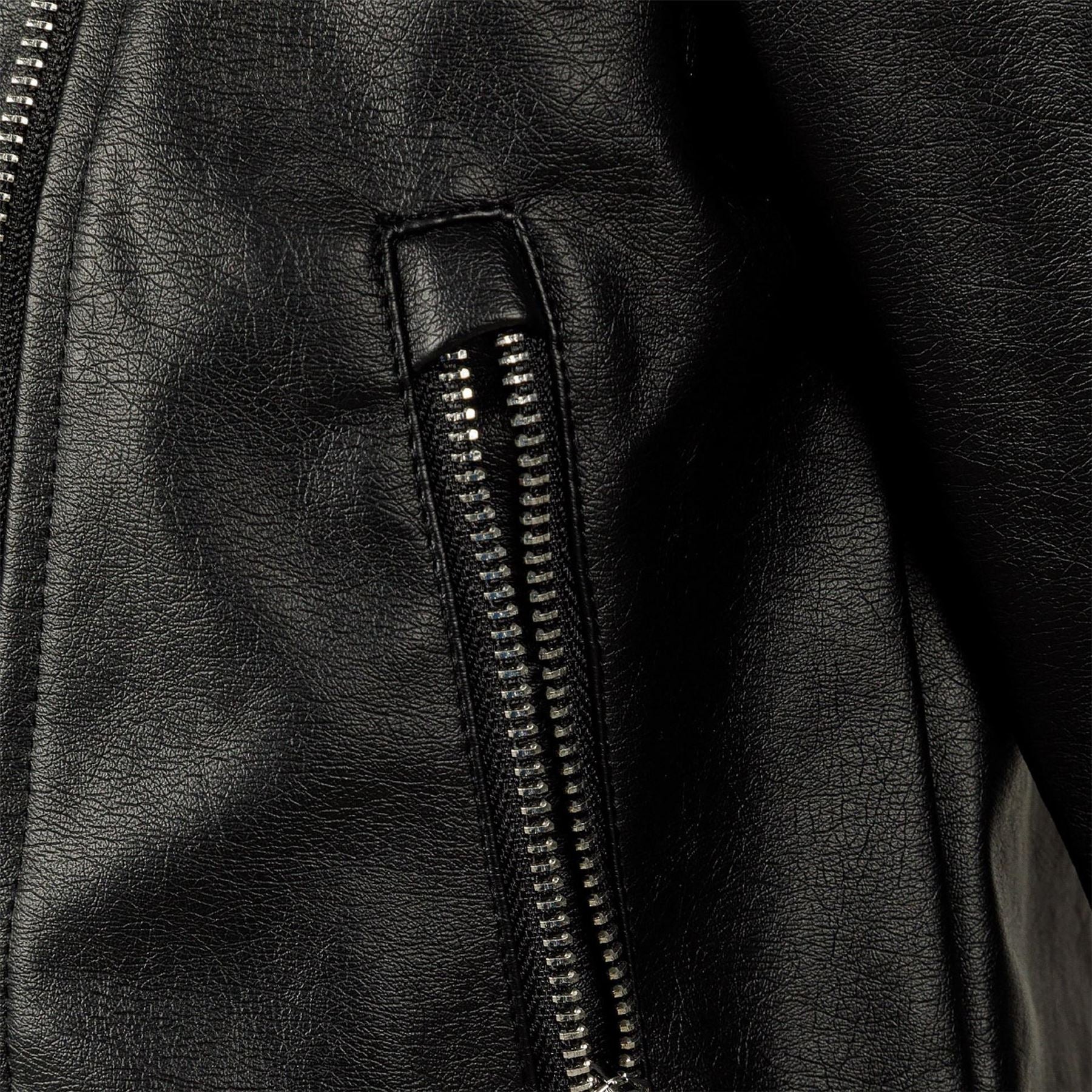 Minoti Girls Biker Jacket With Silver Zip Black