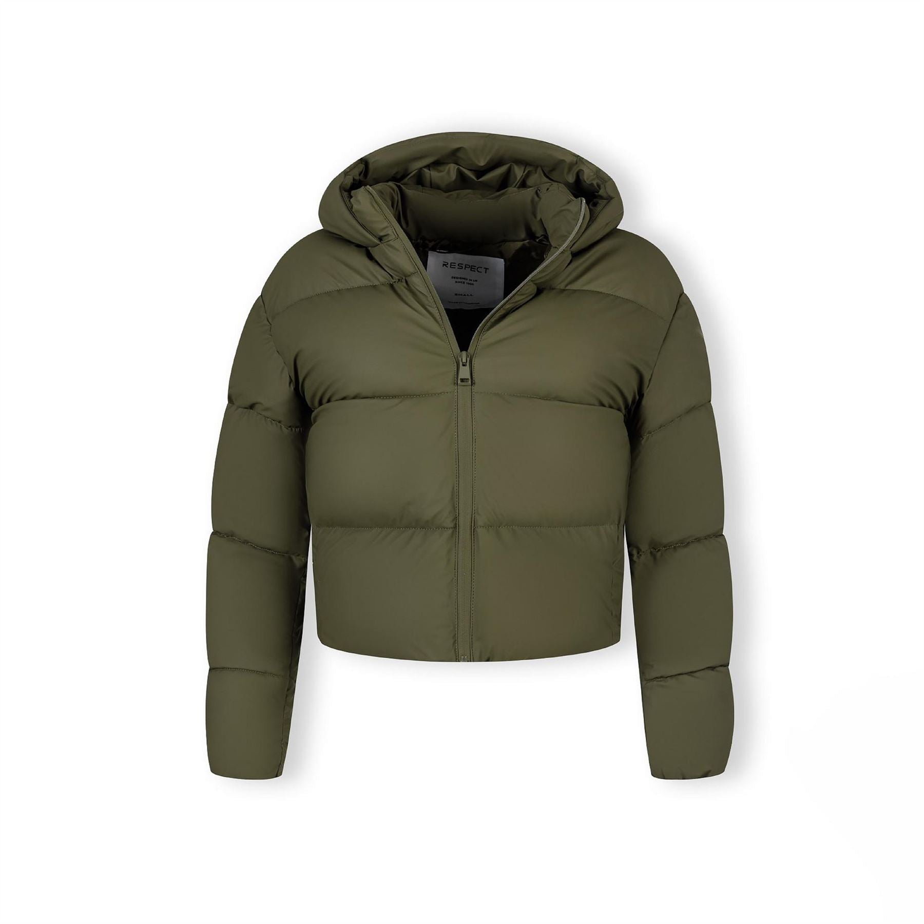 Minoti Women Short Water Repellent Quilted Jacket With Hood Khaki