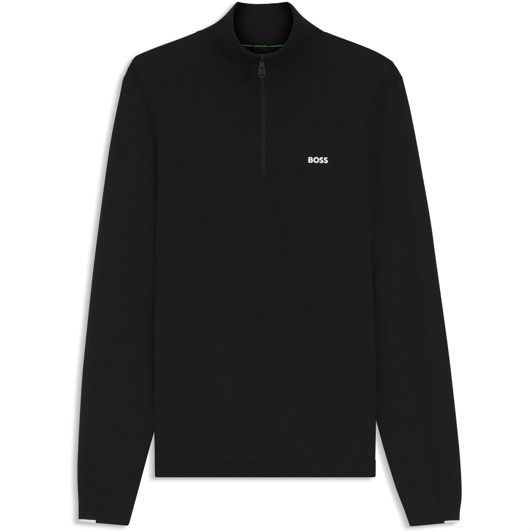 Boss Ever X Green Cotton Long Sleeve 1 4 Zip Knitted Top