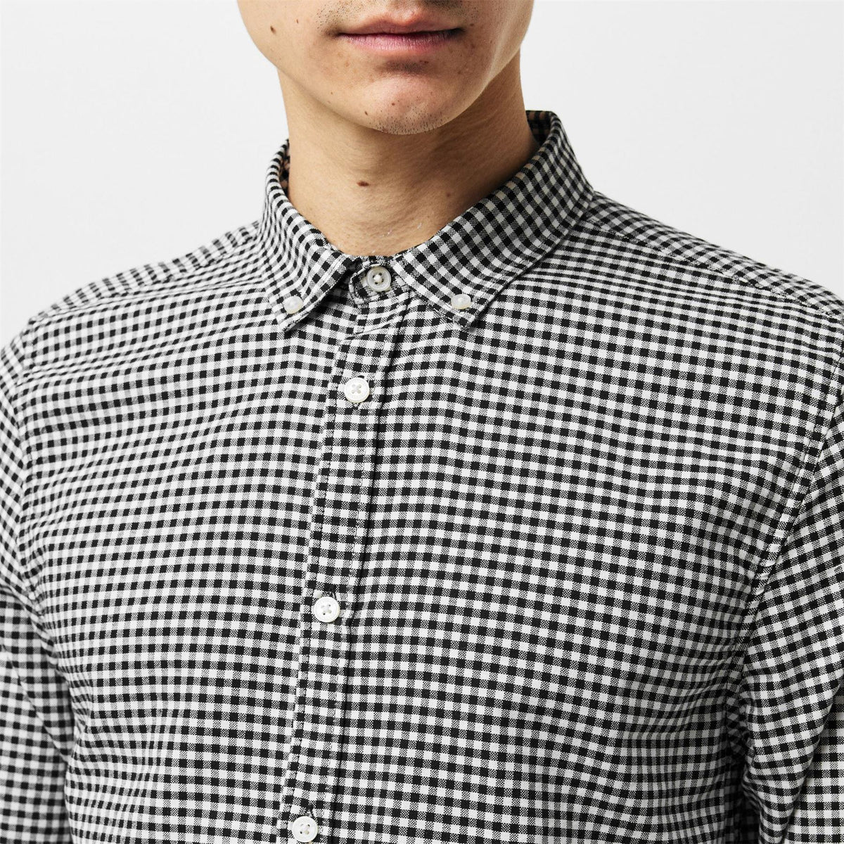 Nicce Threadbare Cheque Cotton Long Sleeve Oxford Shirt