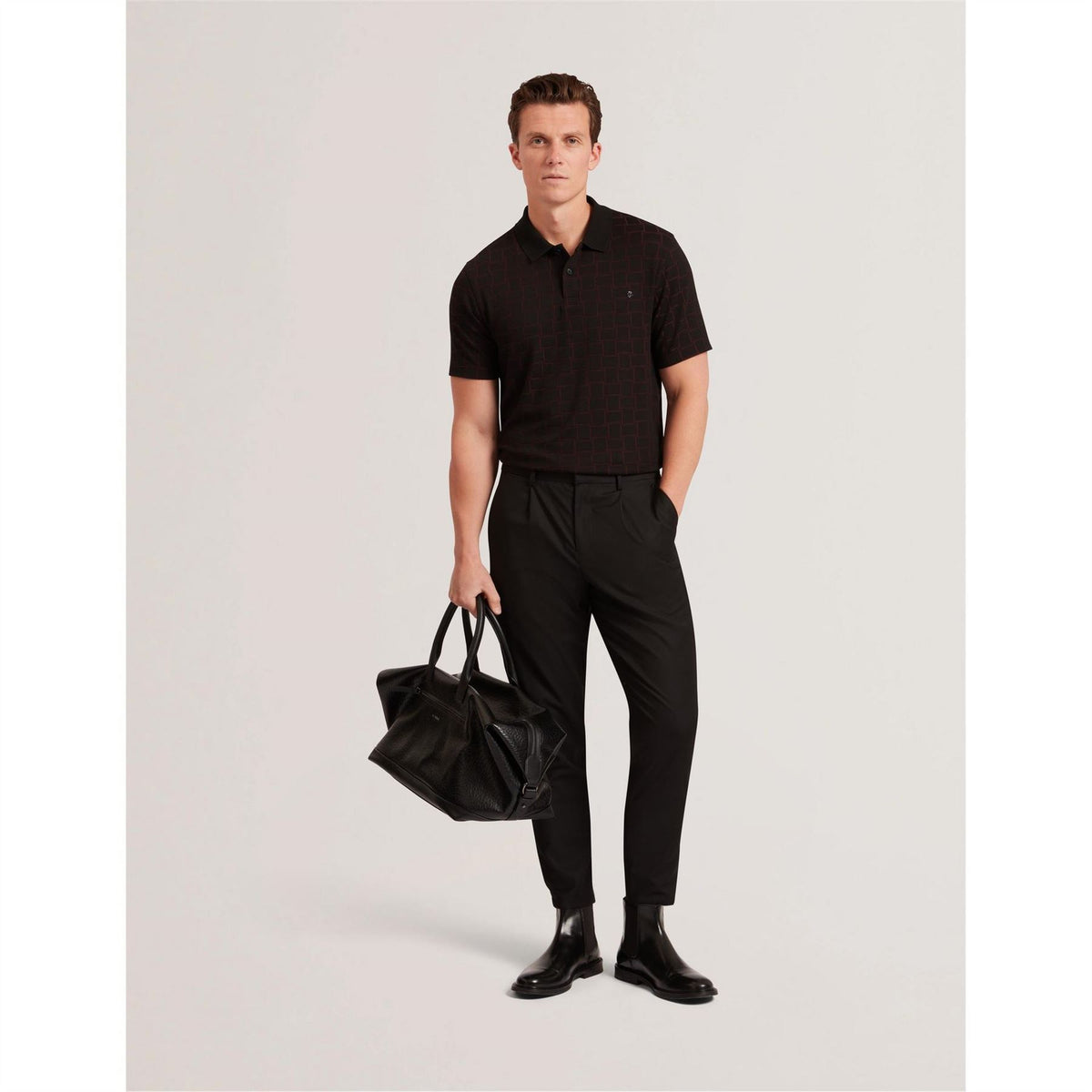 Ted Baker Jacquard Collared Neck Short Sleeve Polo Shirt