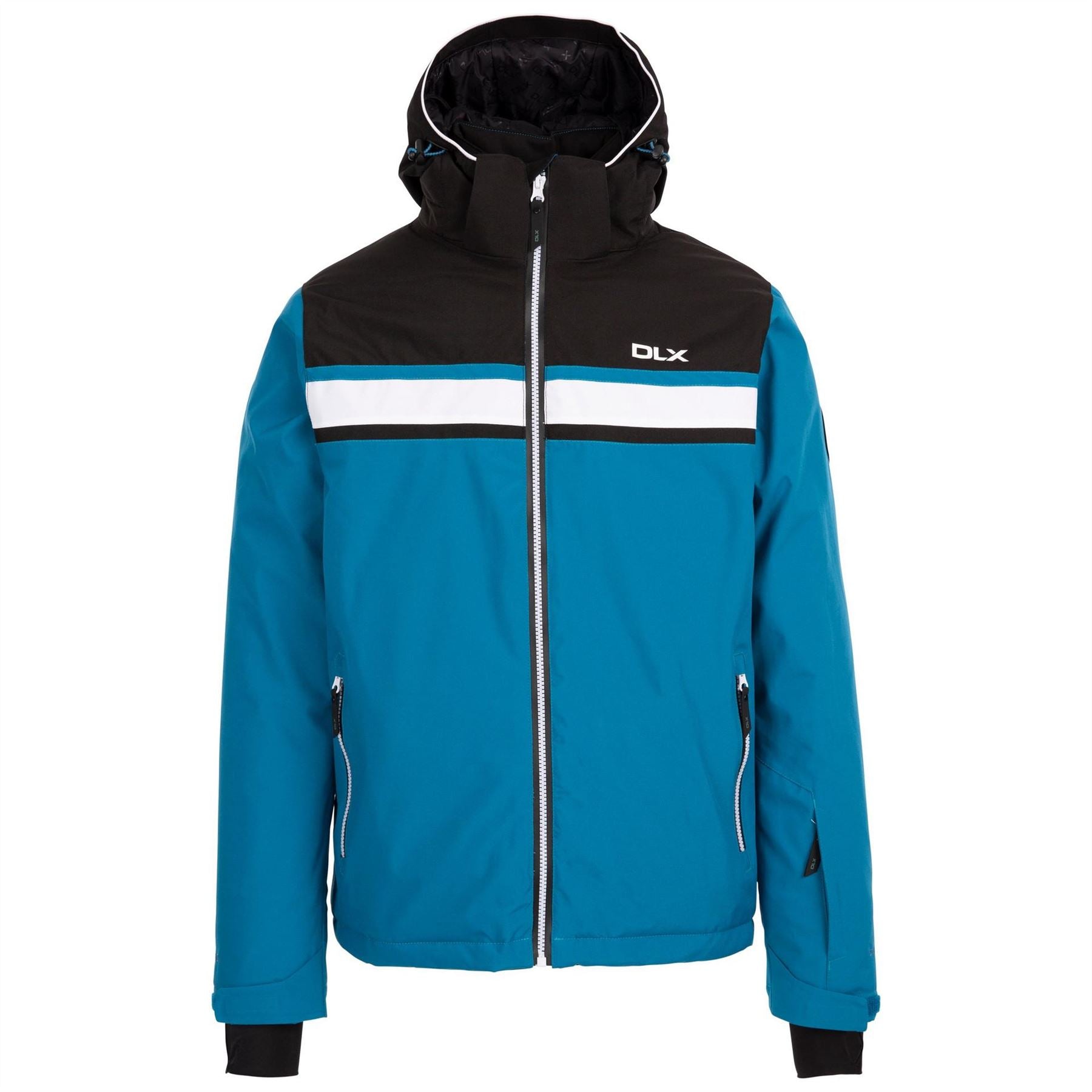 DLX Color Block Patterned Ski Jacket with Zipped Pocket