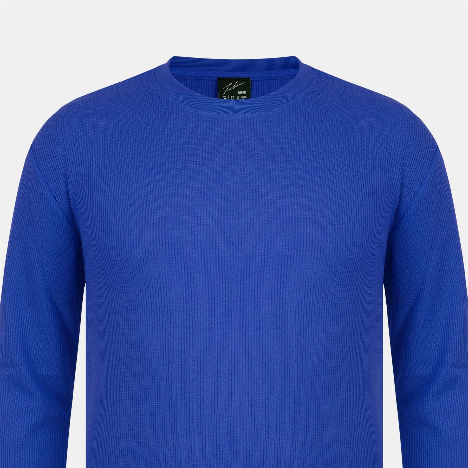 Fabric Crew Neck Long Sleeve Waffle T-Shirt