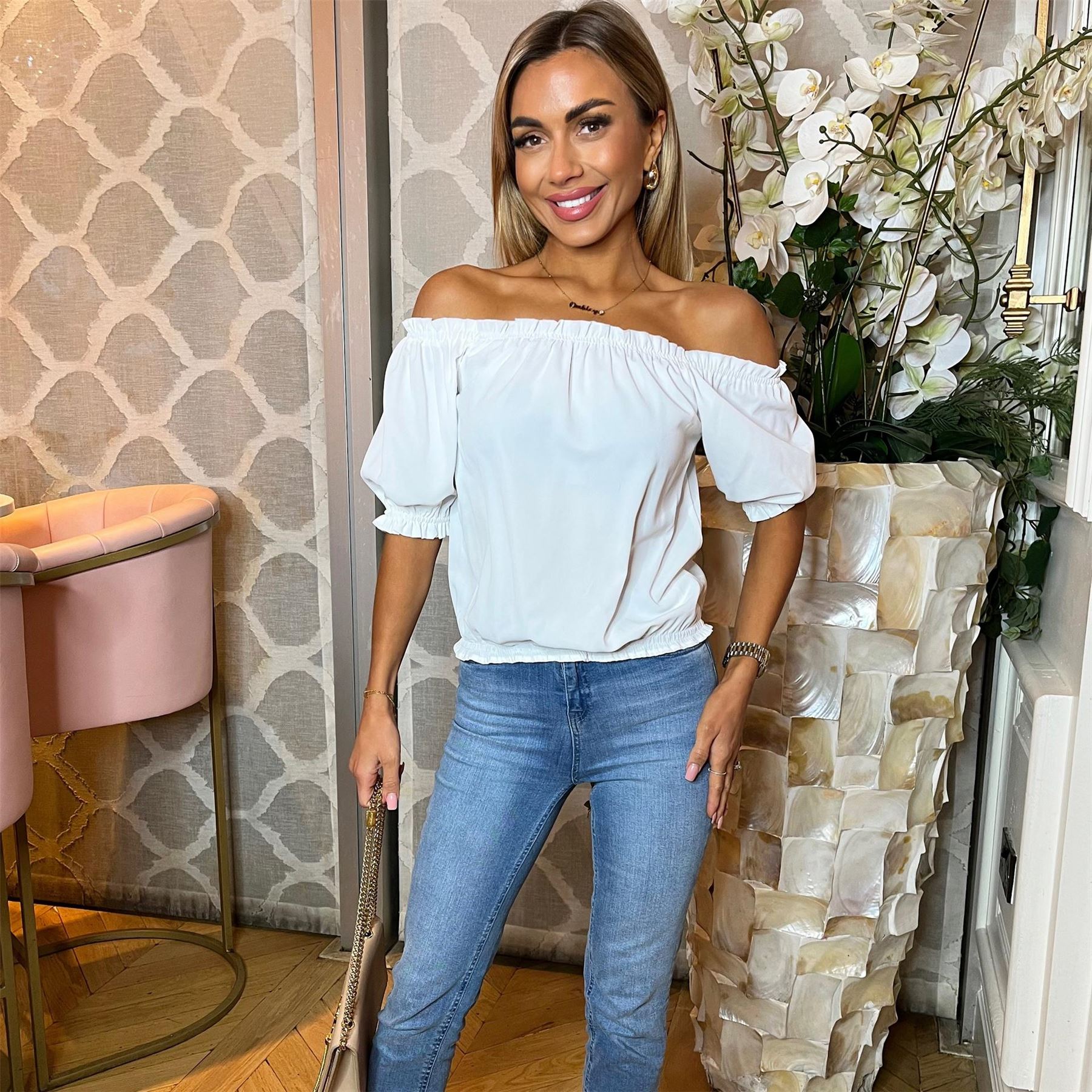 AX Paris Off The Shoulder Frill Detail Top