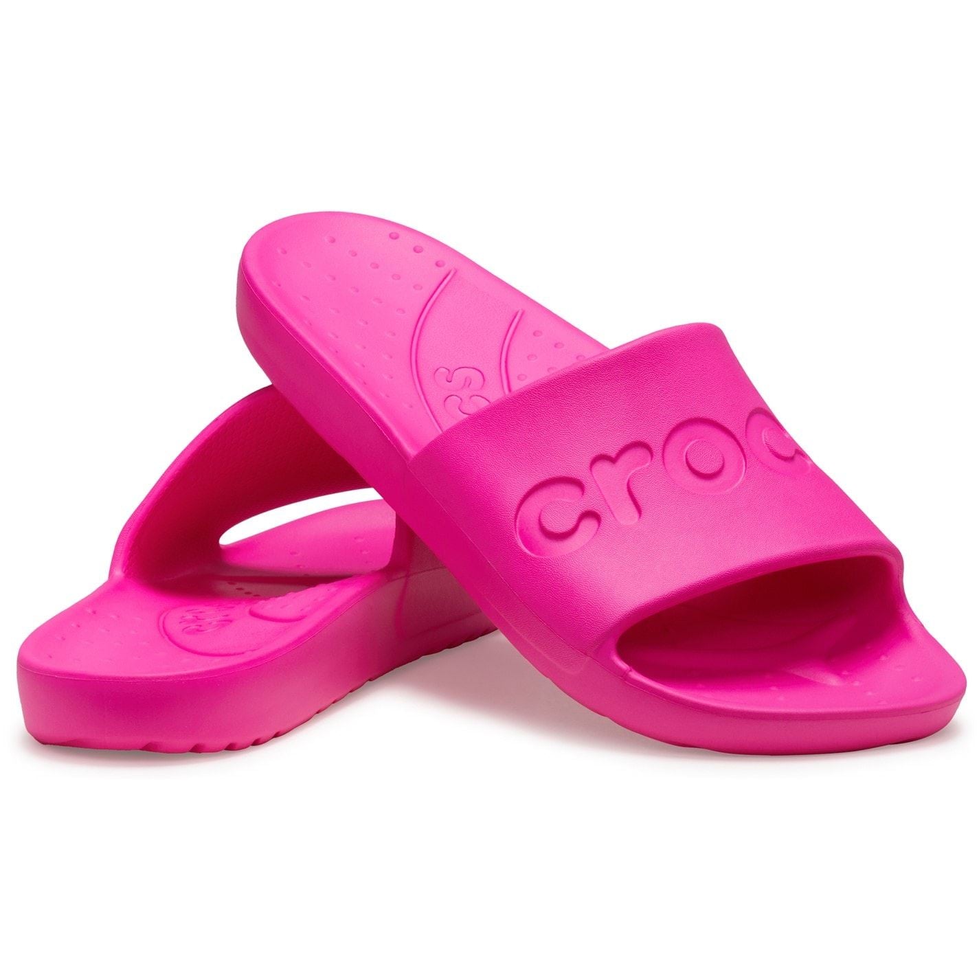 Crocs Logo Print Open Toe Flat Heel Slides