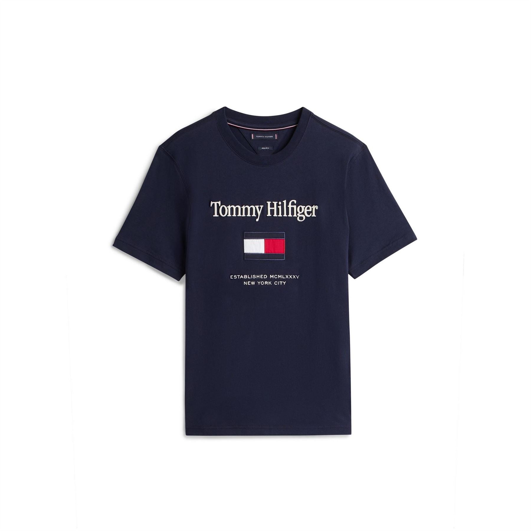 Tommy Hilfiger Embroidered Flag Graphic Crew Neck Short Sleeve T-Shirt