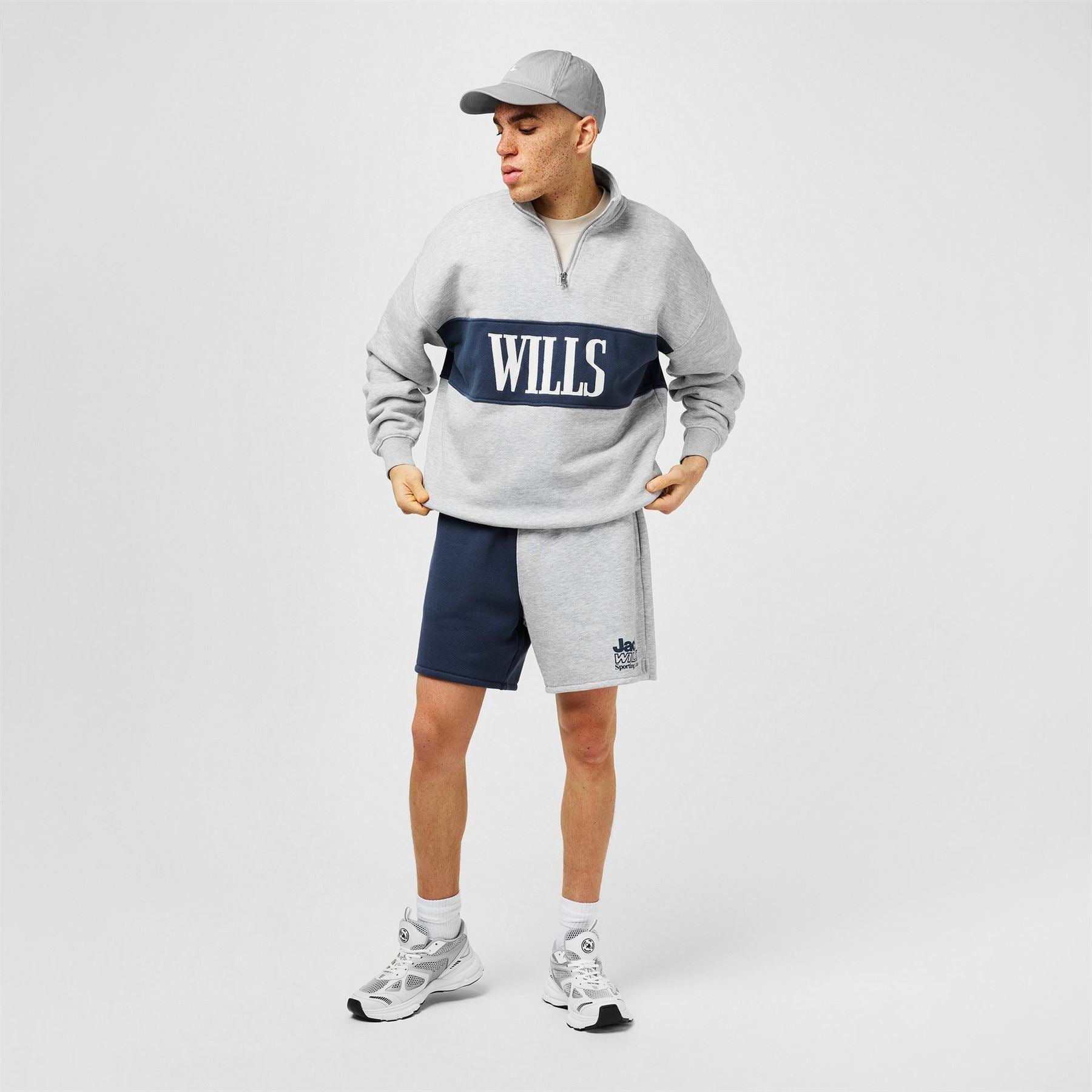 Jack Wills Logo Print Zip Neck Regular Fit Sweatshirt