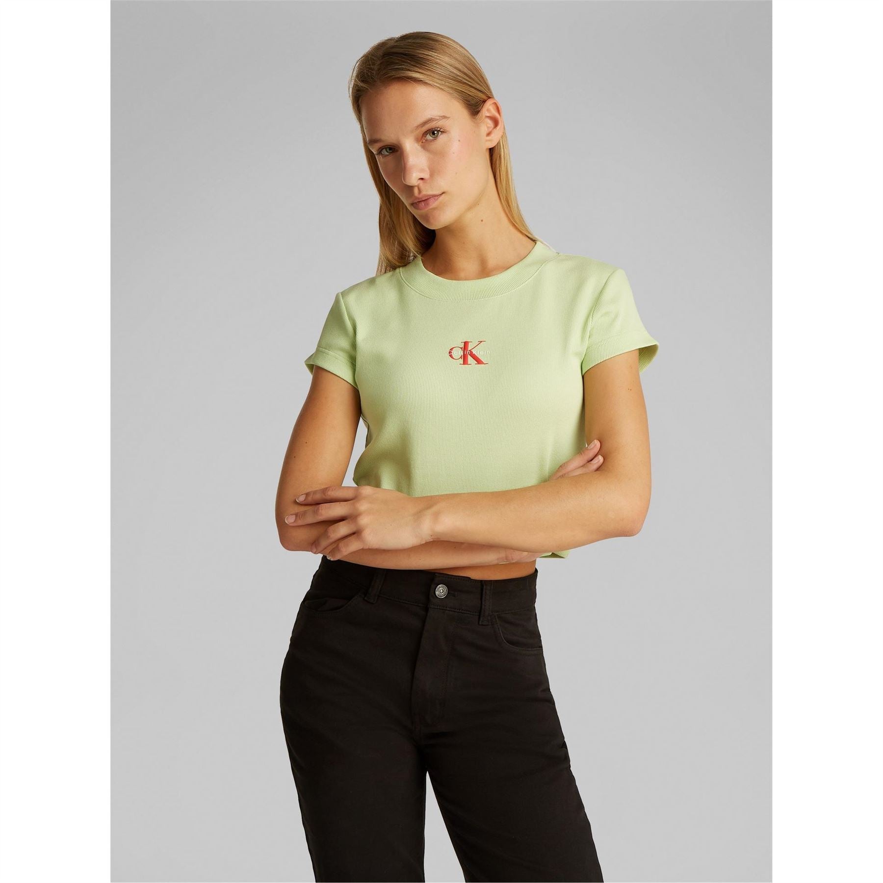Calvin Klein Jeans Cropped Slim Fit Crew Neck T-Shirt