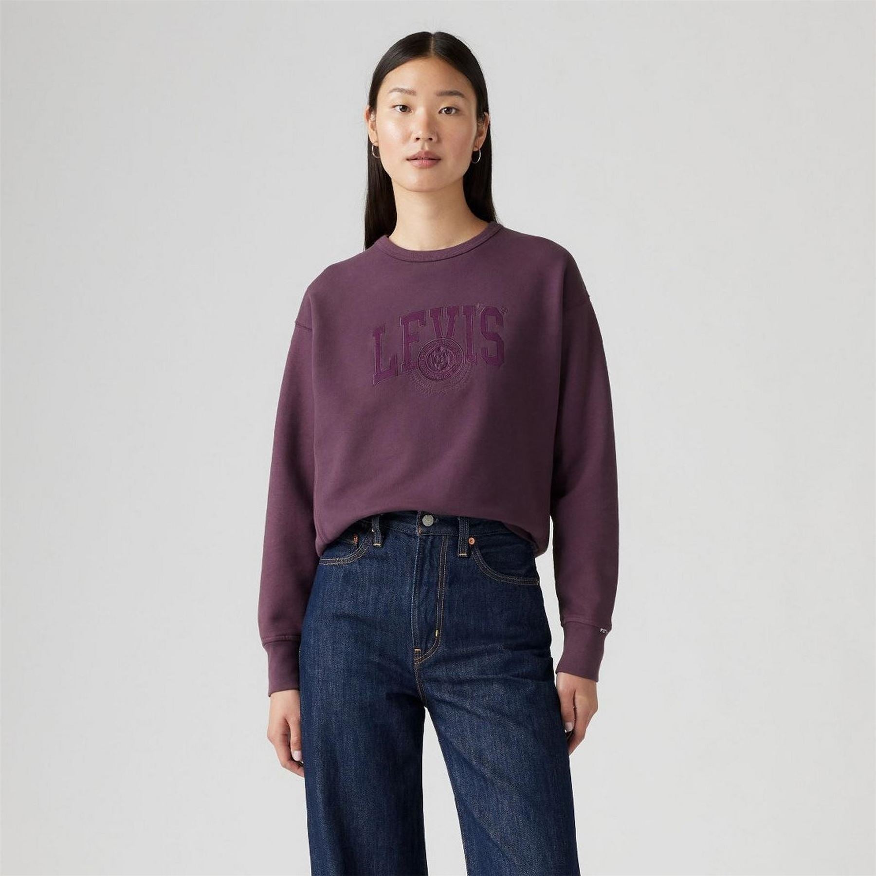 Levis Lacoste Lettering Graphic Crew Neck Long Sleeve Sweatshirt