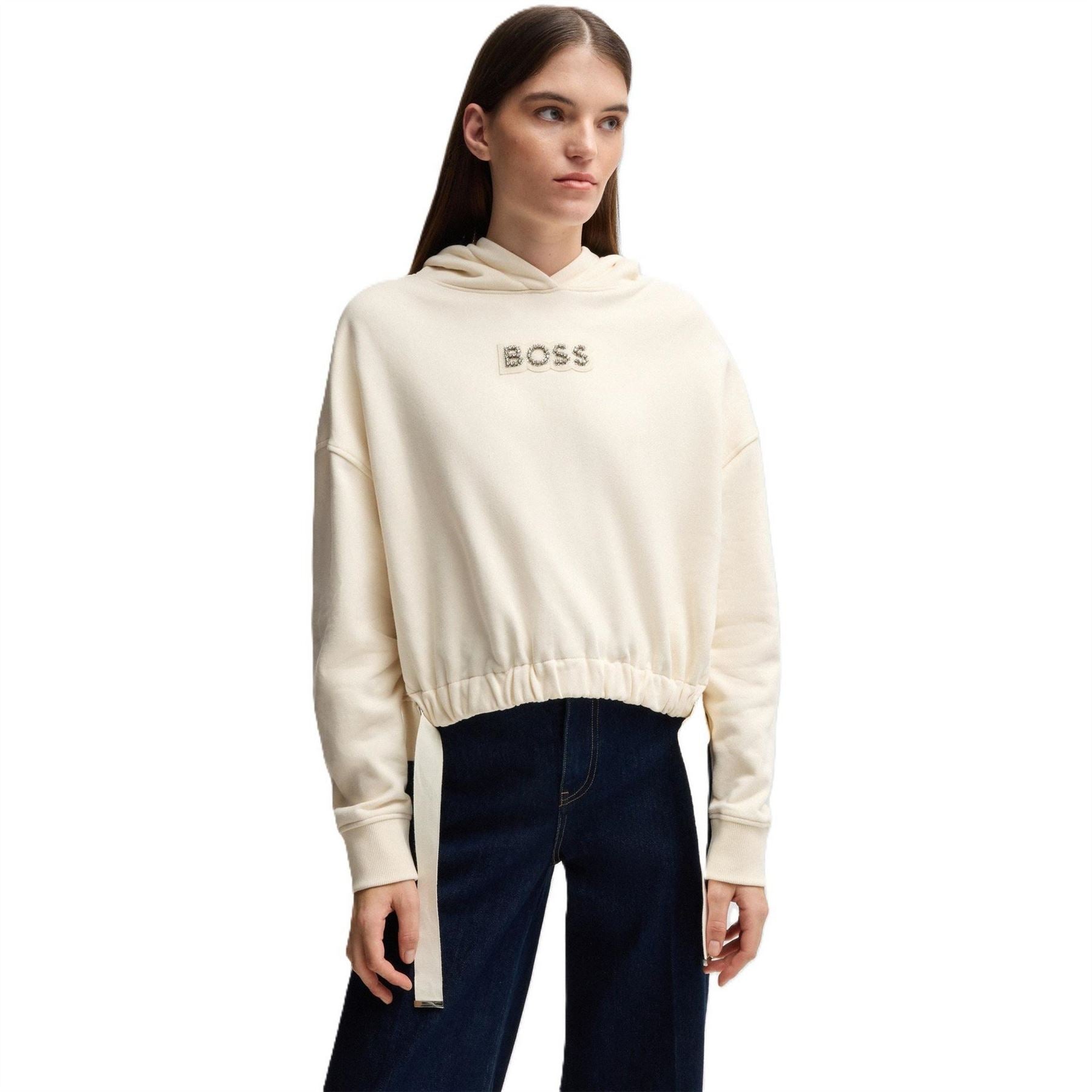 Boss Embroidered Hooded Neck Long Sleeve Polo Shirt