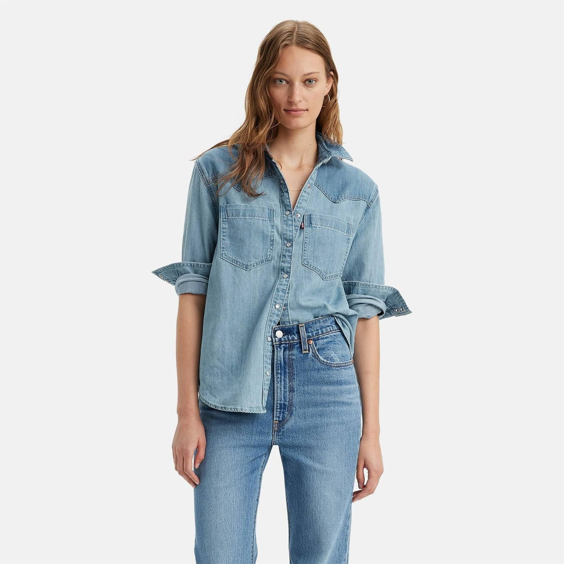 Levis Teodora Western Long Sleeve Denim Shirt