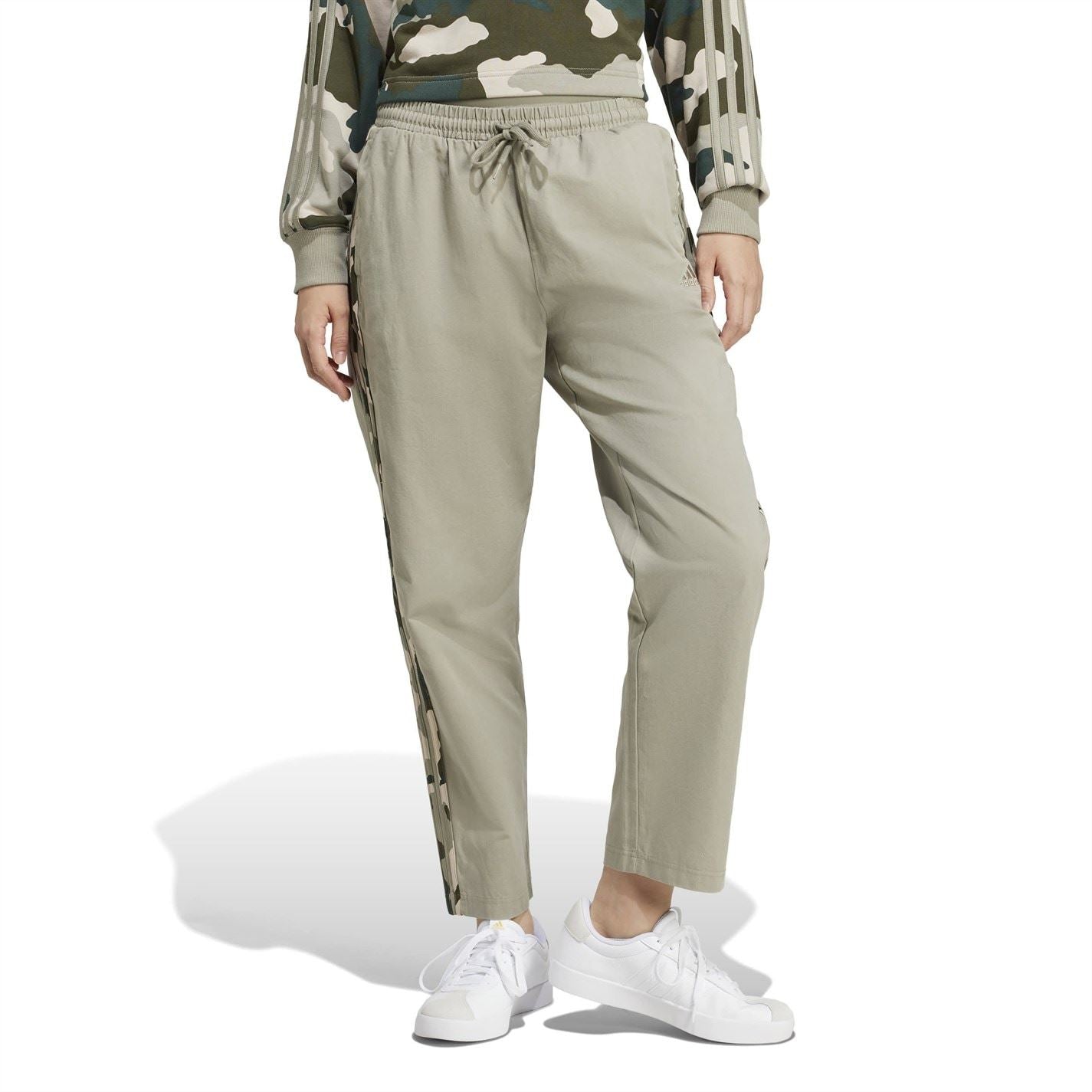 adidas Womens Essentials Camo Print 3 Stripes Twill Trousers