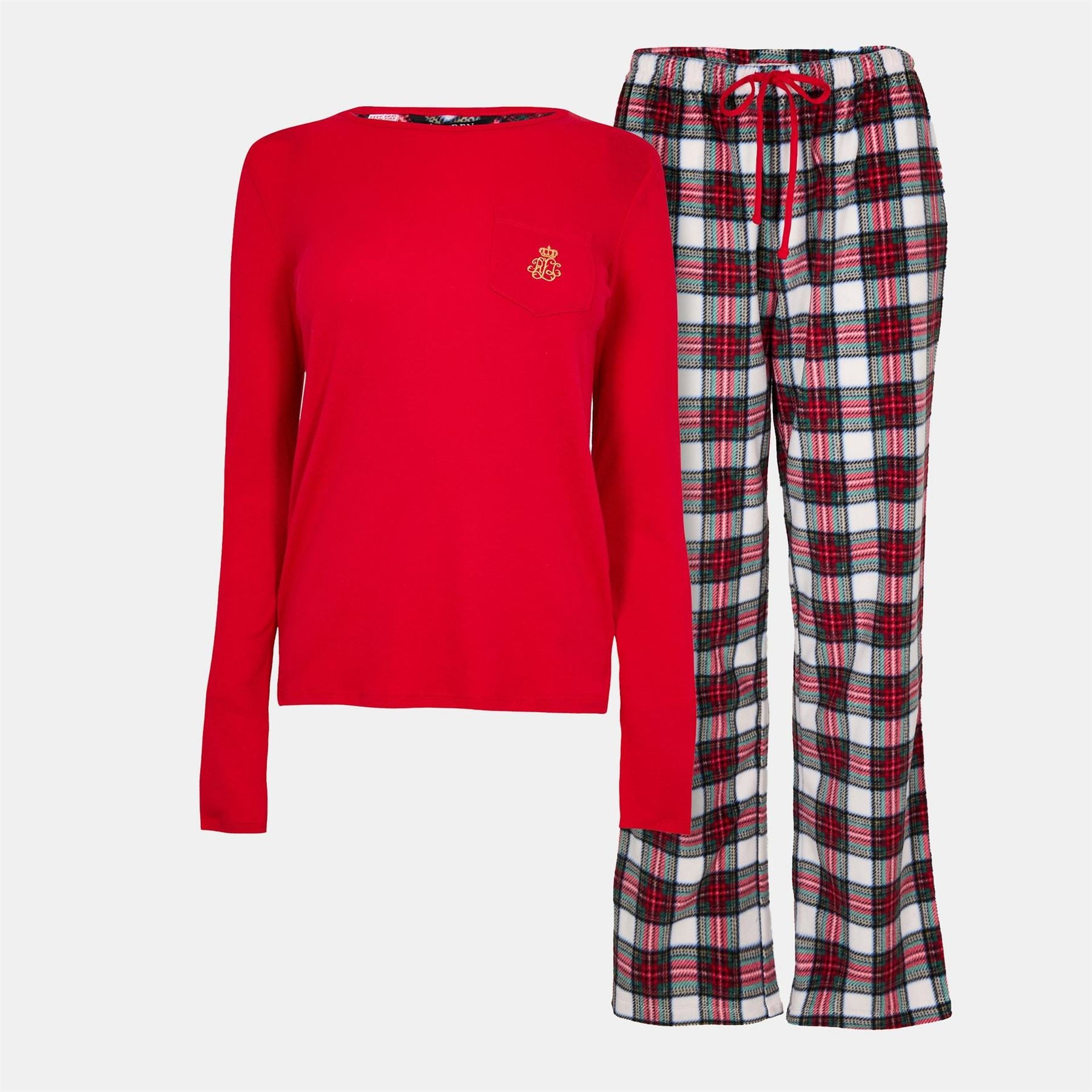 Lauren by Ralph Lauren Fleece Crew Neck Long Sleeve Pyjama Set