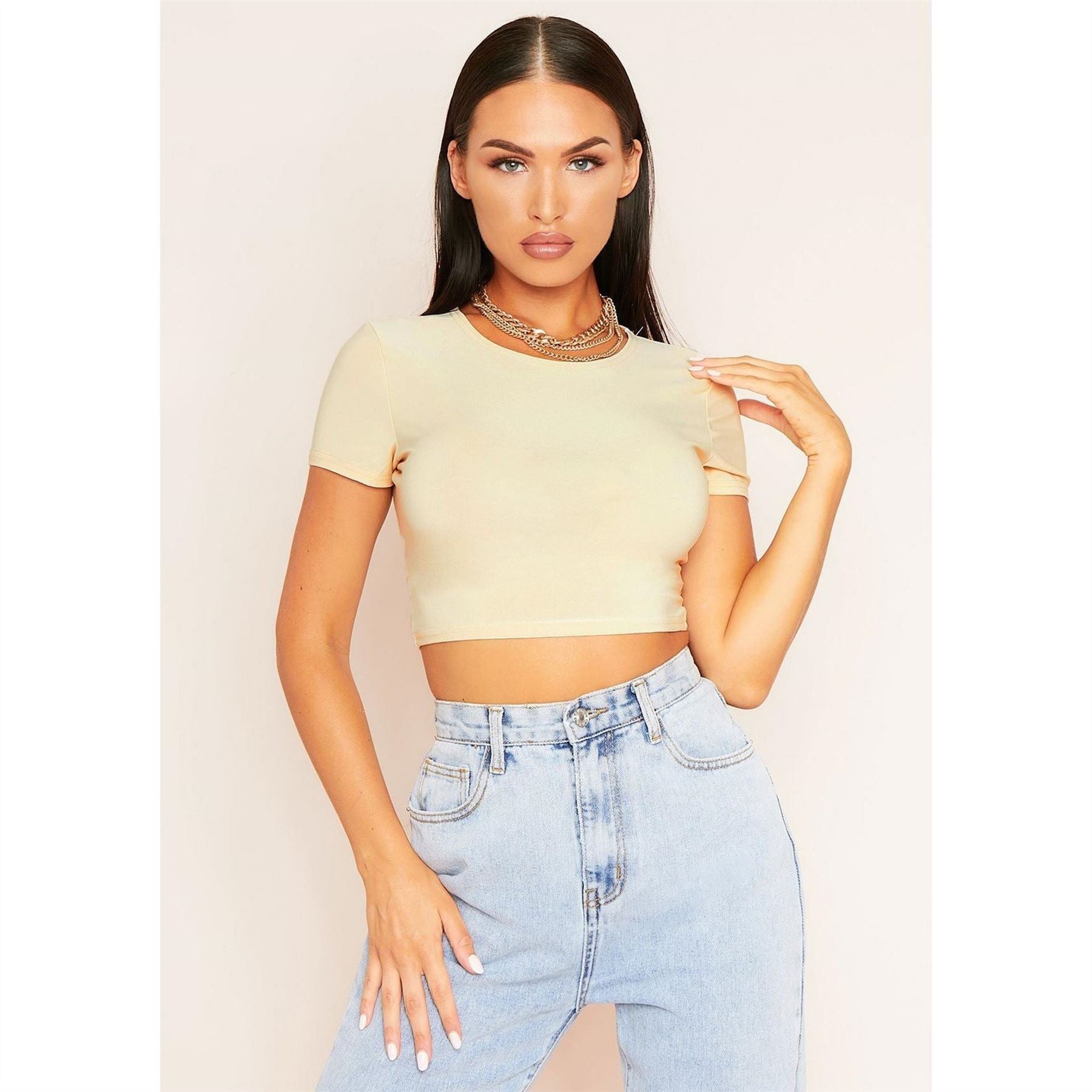 Missy Empire Sleeve Smooth Cropped T-Shirt