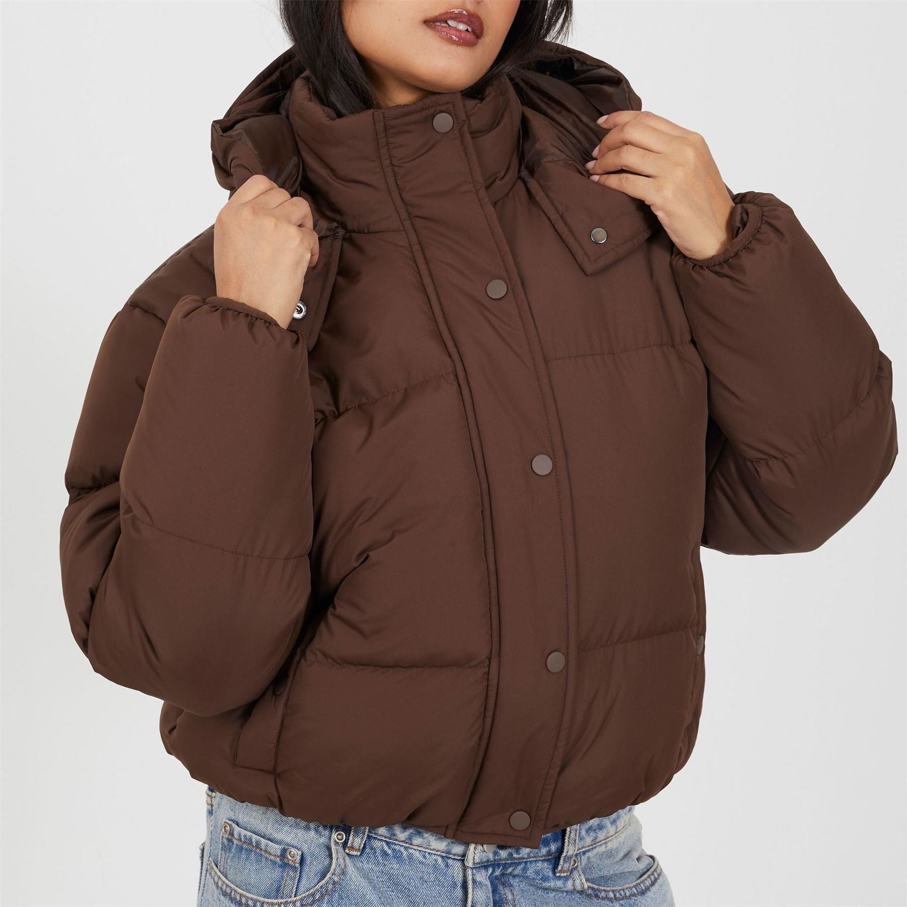 Brave Soul  Oversized Short Puffer Jacket With Hood