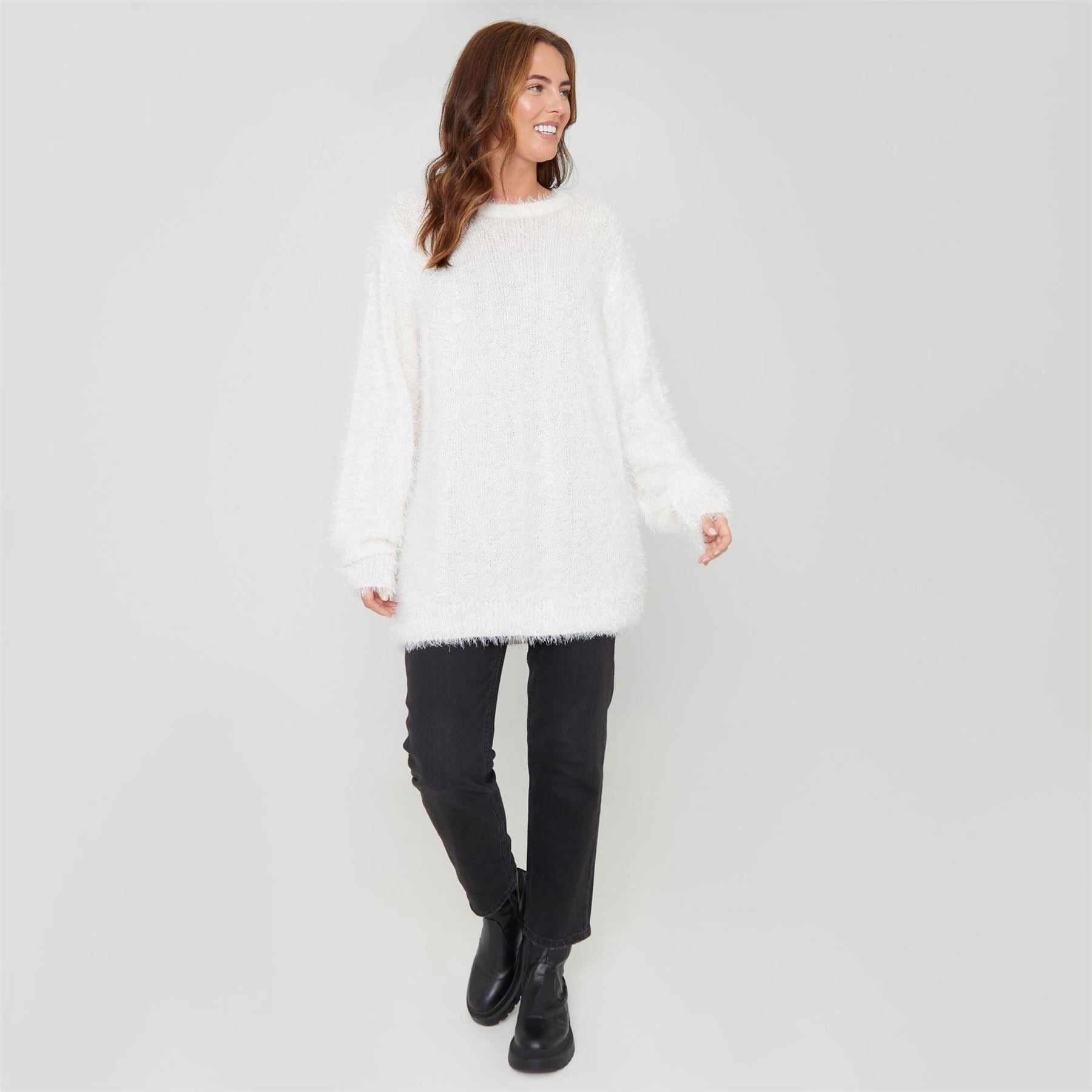 Be You Fluffy Relaxed Fit Crew Neck Sweater