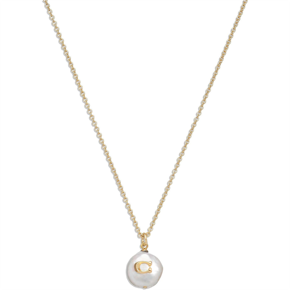Coach Pearl Round Pendant Necklace