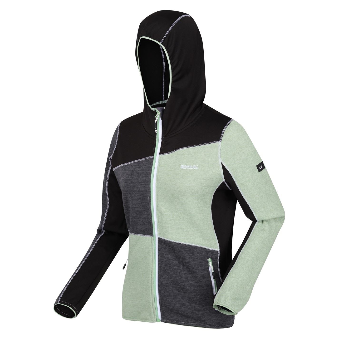 Regatta Walbury Color Block Hooded Ribbed Cuff Fleece Jacket