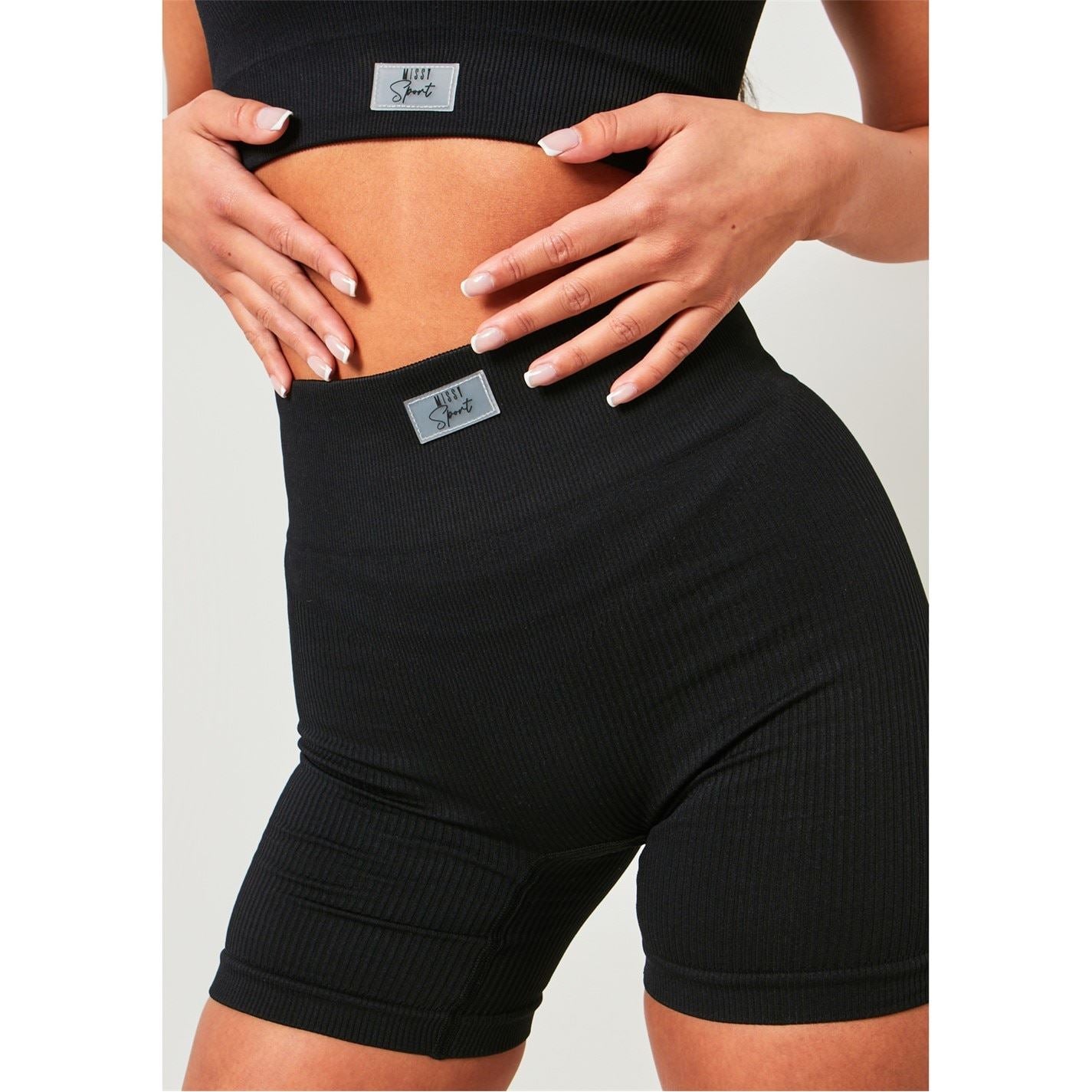 Missy Empire Black Missy Sport Ribbed High Waisted Cycle Shorts