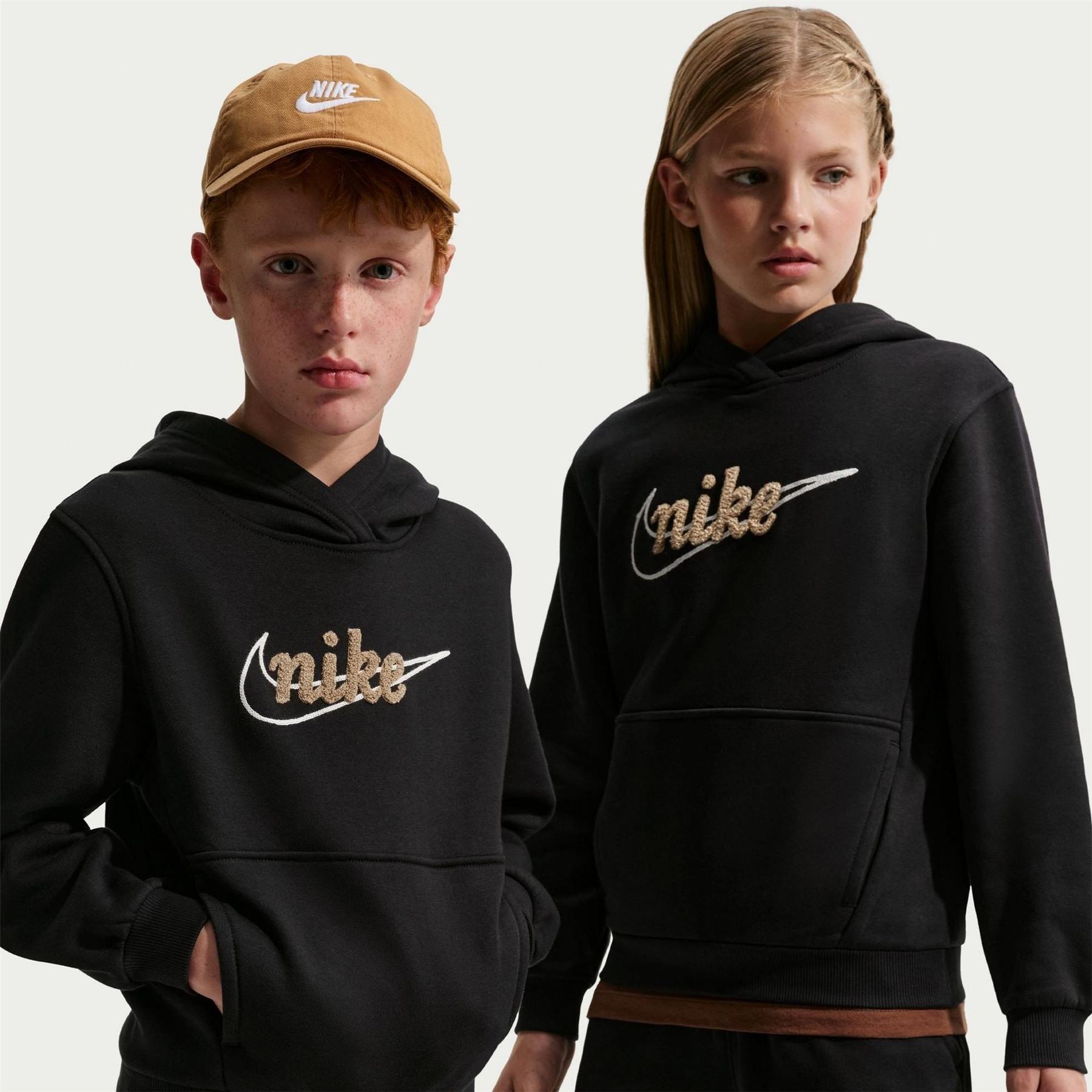 Nike Wordmark Hooded Neck Long Sleeve Kangaroo Pocket Sweatshirt