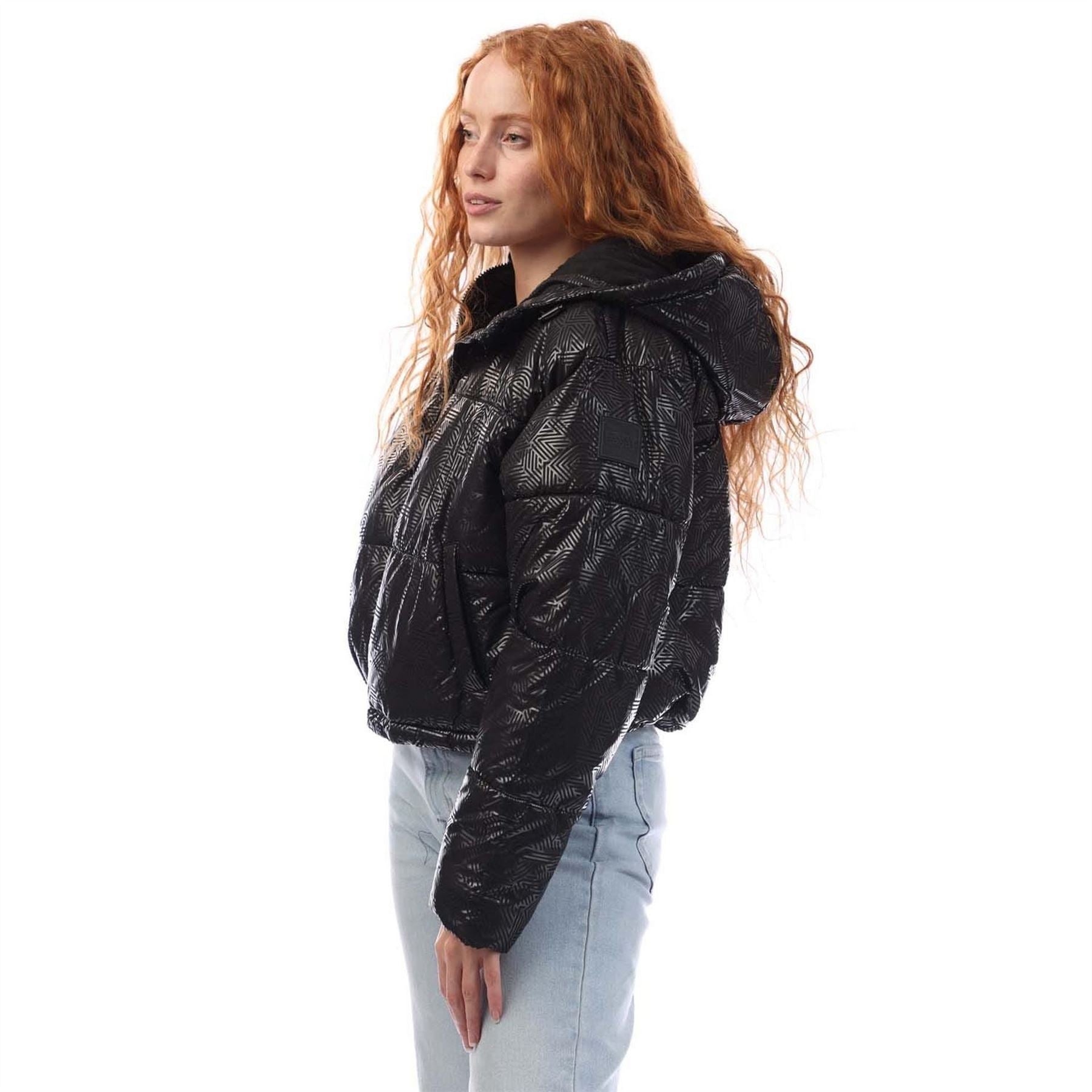 DKNY Print Cropped Hooded Jacket