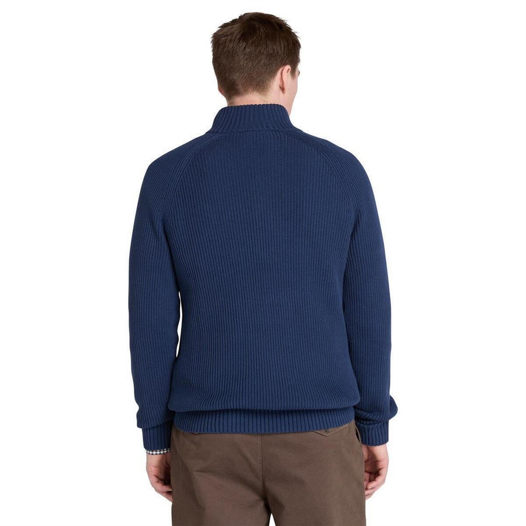 Timberland Zip Neck Ribbed Collar Long Sleeve Sweater
