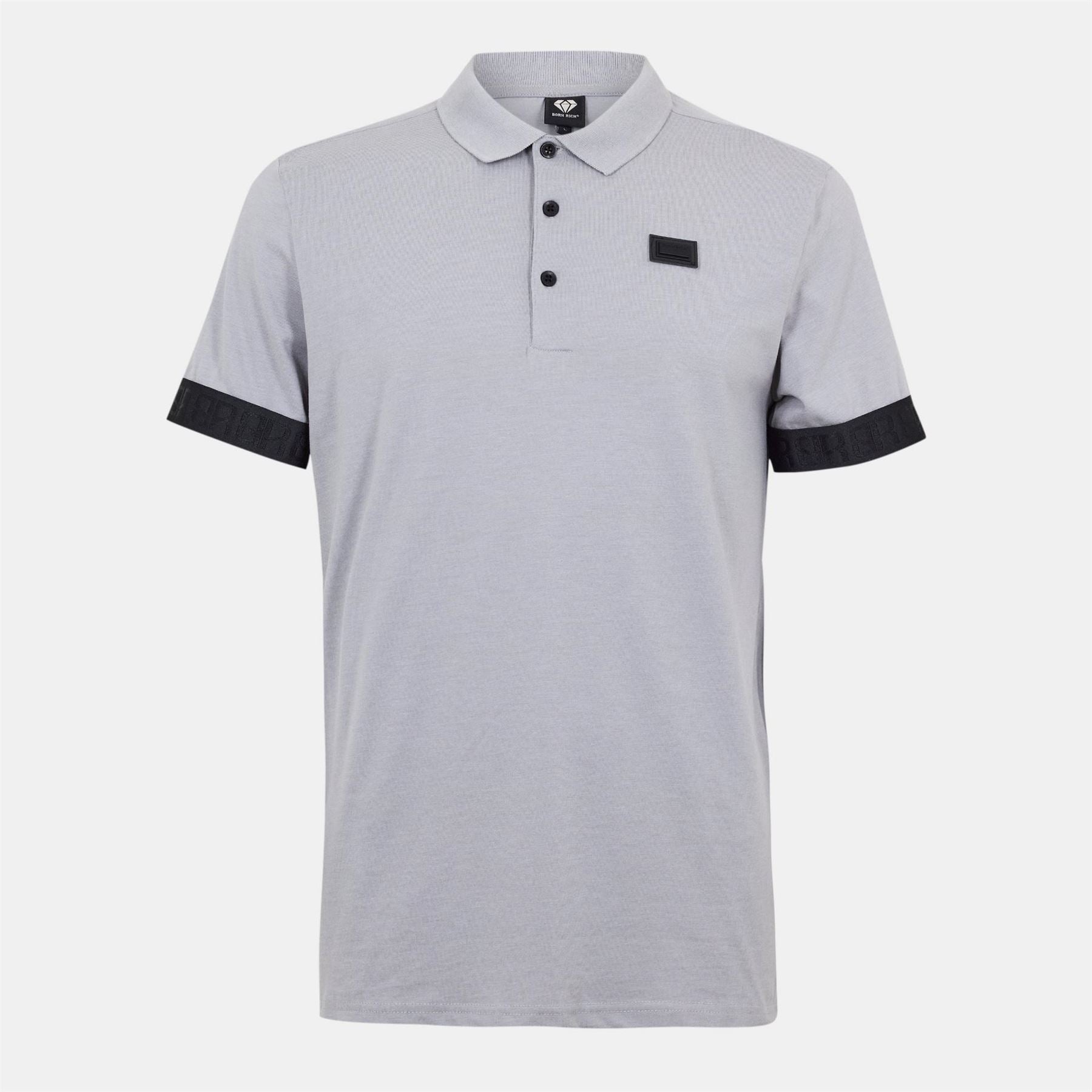 Born Rich Contrast Cuff Polo Shirt with Collared Neck