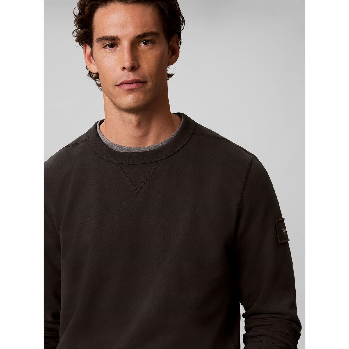 Calvin Klein Jeans Sleeve Badge Cotton Crew Neck Sweatshirt