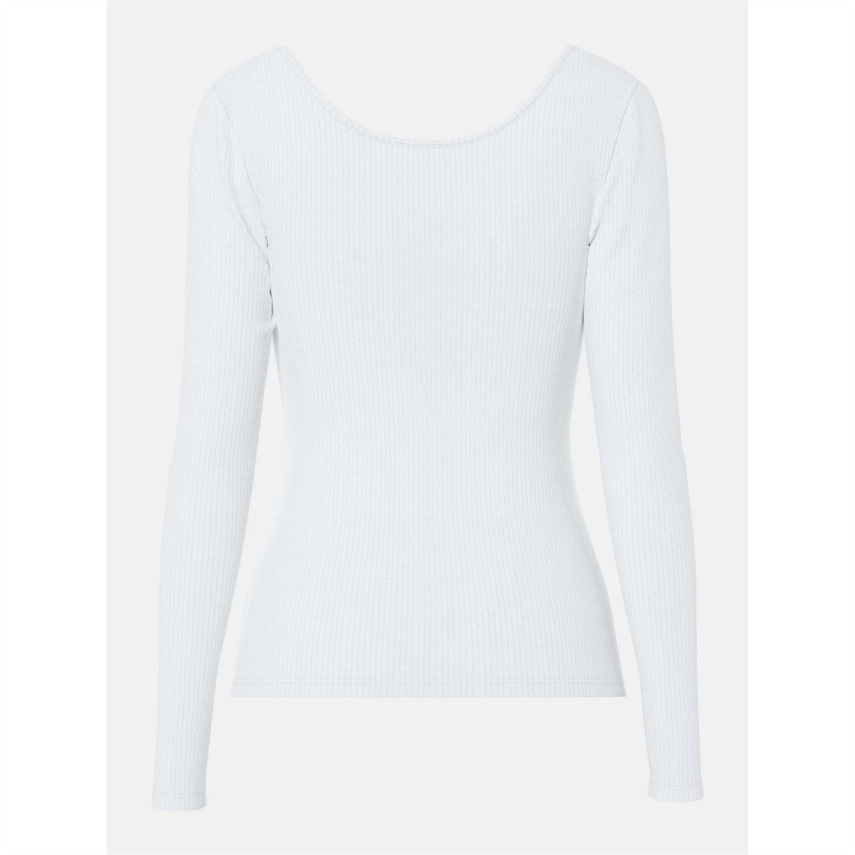 Pieces Scoop Neck Long Sleeve Slim Fit Blouse with Button Placket