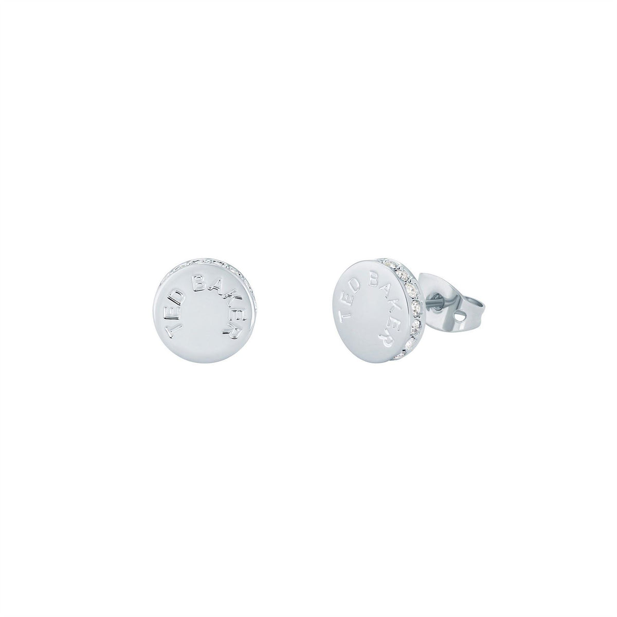 Ted Baker Crystal Stud Earrings with Engraved Logo