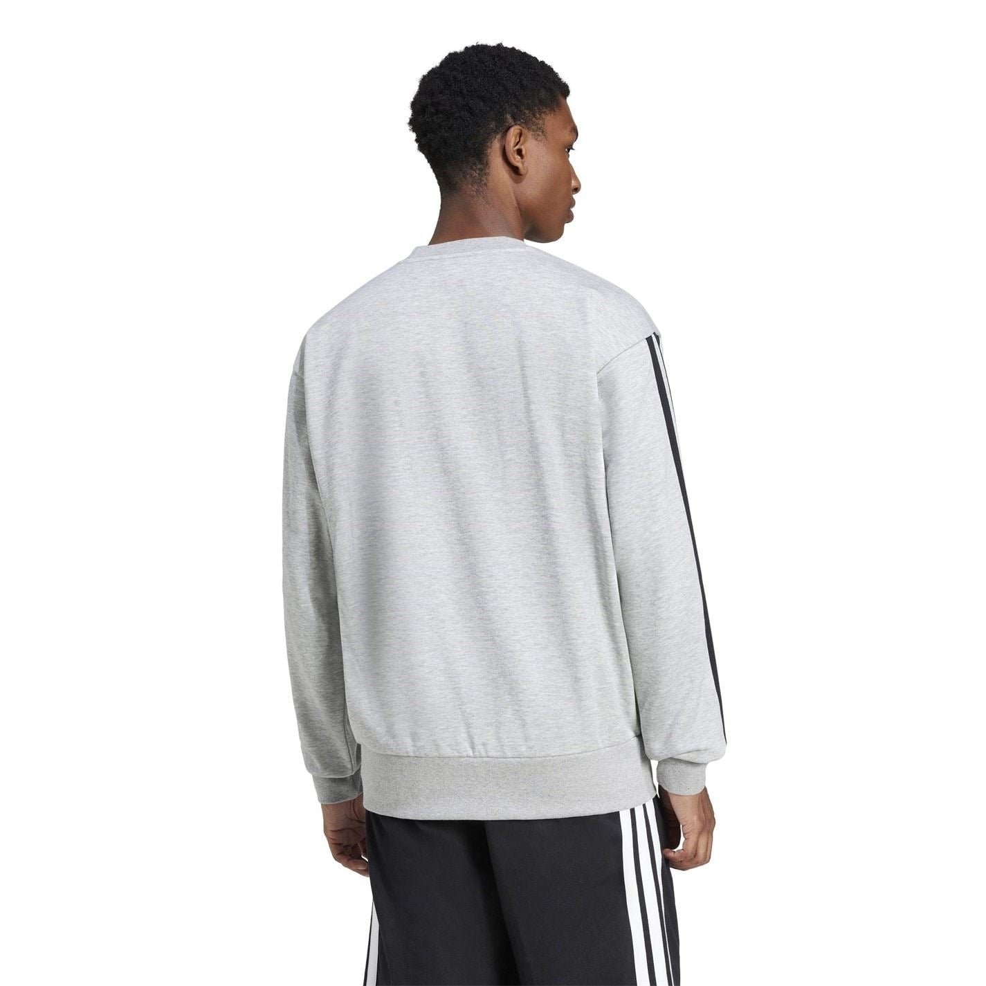 adidas Mens Essentials Crew 3 Stripes Pullover Sweatshirt